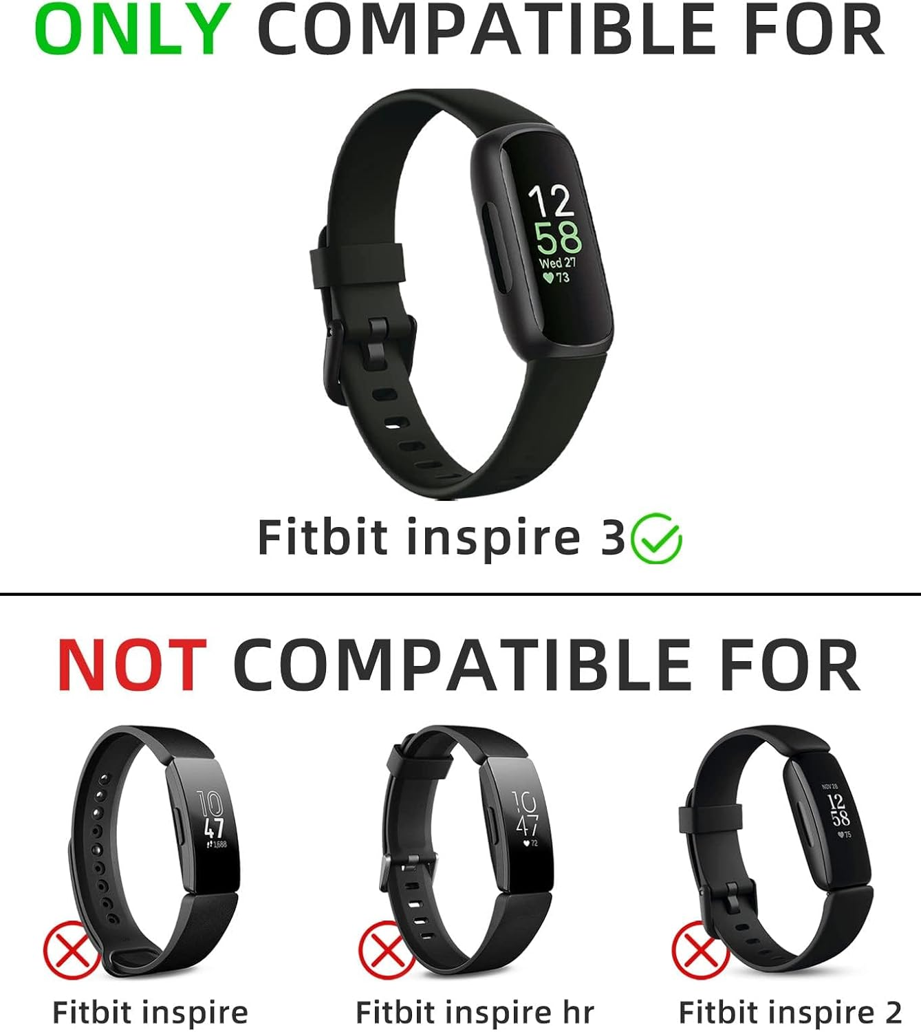WJK Compatible with Fitbit Inspire 3 Bands for Women Men, Soft Silicone Waterproof Sport Replacement Wristband for Inspire 3 Fitness Tracker, Multi Colors image number 3