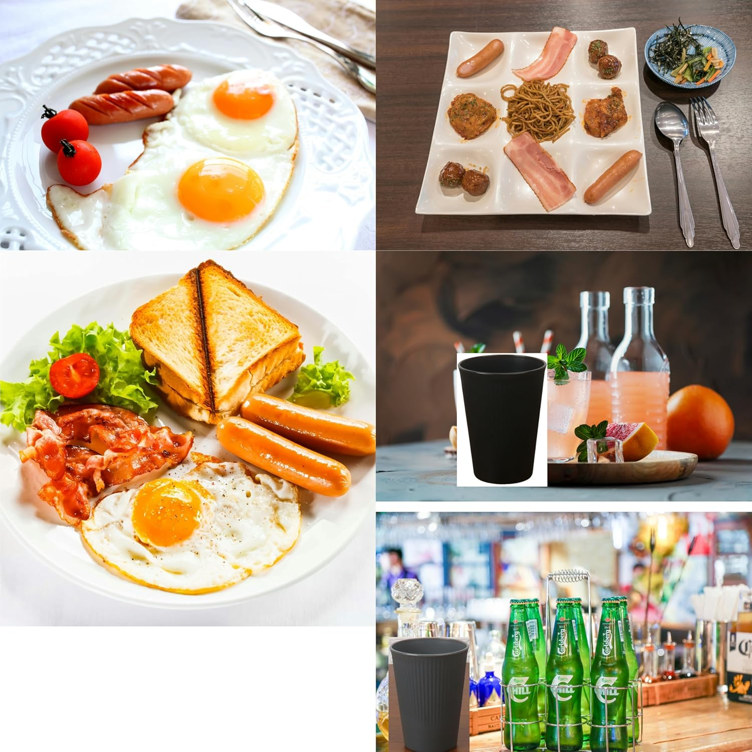 8 Pack Wheat Straw Cups Reusable Drinking Cups, Durable & Lightweight, Perfect for Home, Office, Camping, and Outdoor Use Dishwasher Safe (Black,Gray) - Pink,Green,Blue,Beige image number 2