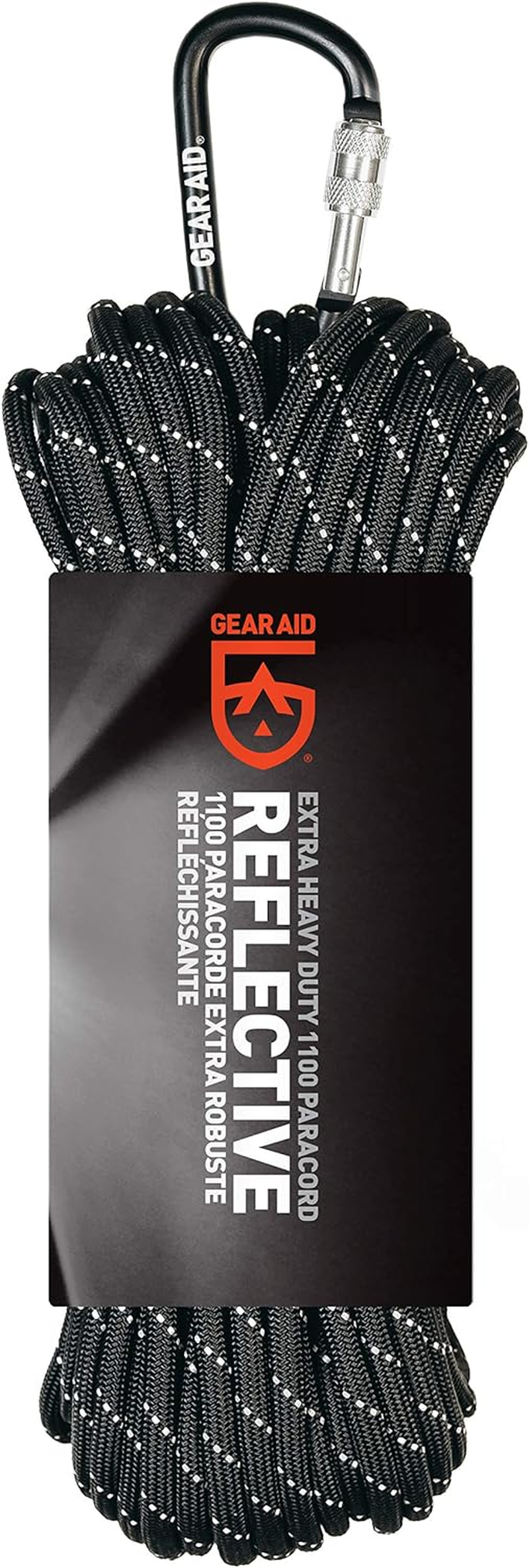 Gear AID 1100 Paracord and Carabiner, 5.5 Mm Heavy-Duty Cord for Camping and Survival, Black Reflective image number 4