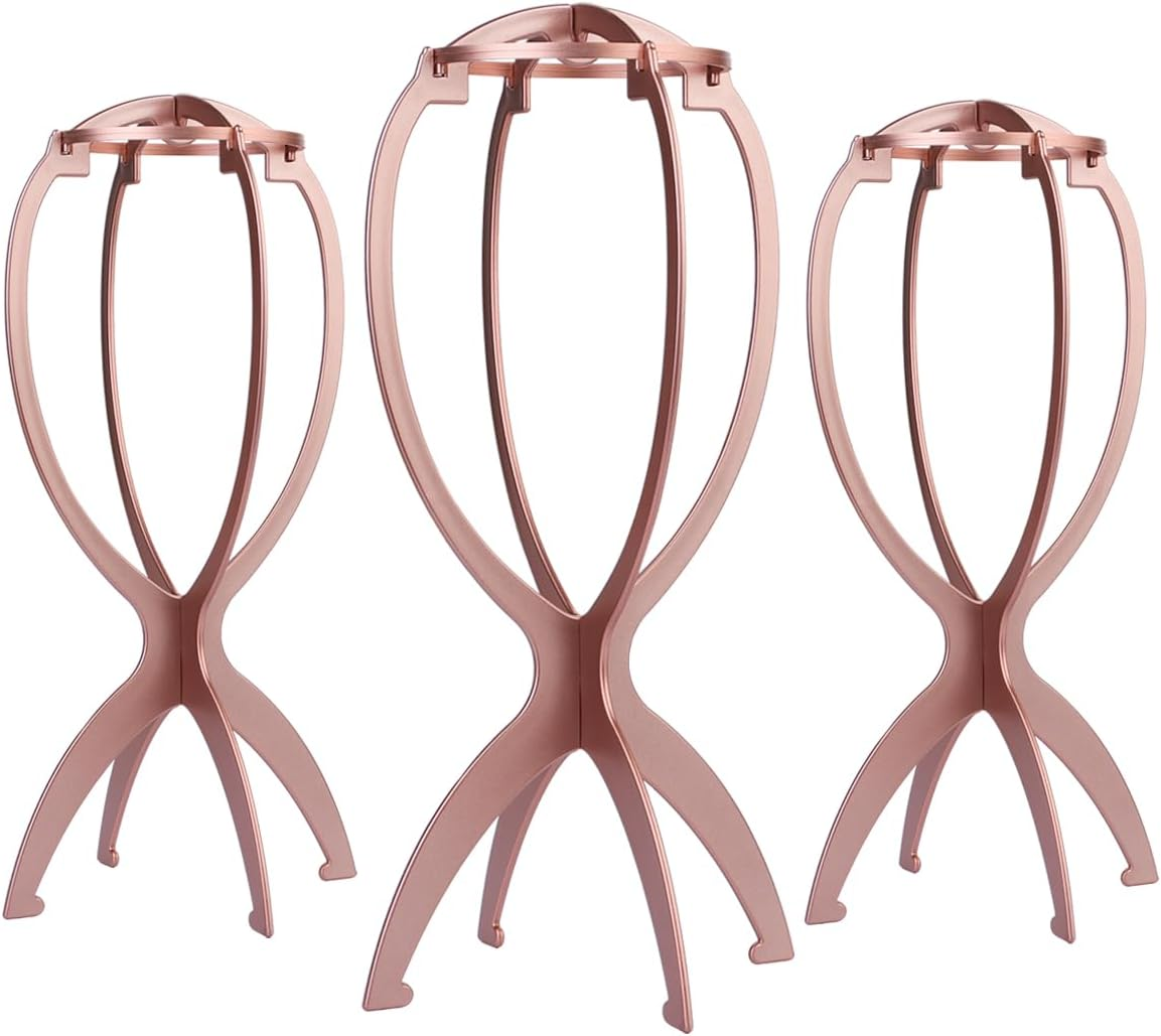 Dreamlover 3 Pack Tall Wig Stands for All Wigs, 19.7 Inches Portable Collapsible Wig Dryer, Durable Wig Display Tool, Travel Wig Stands (Black)