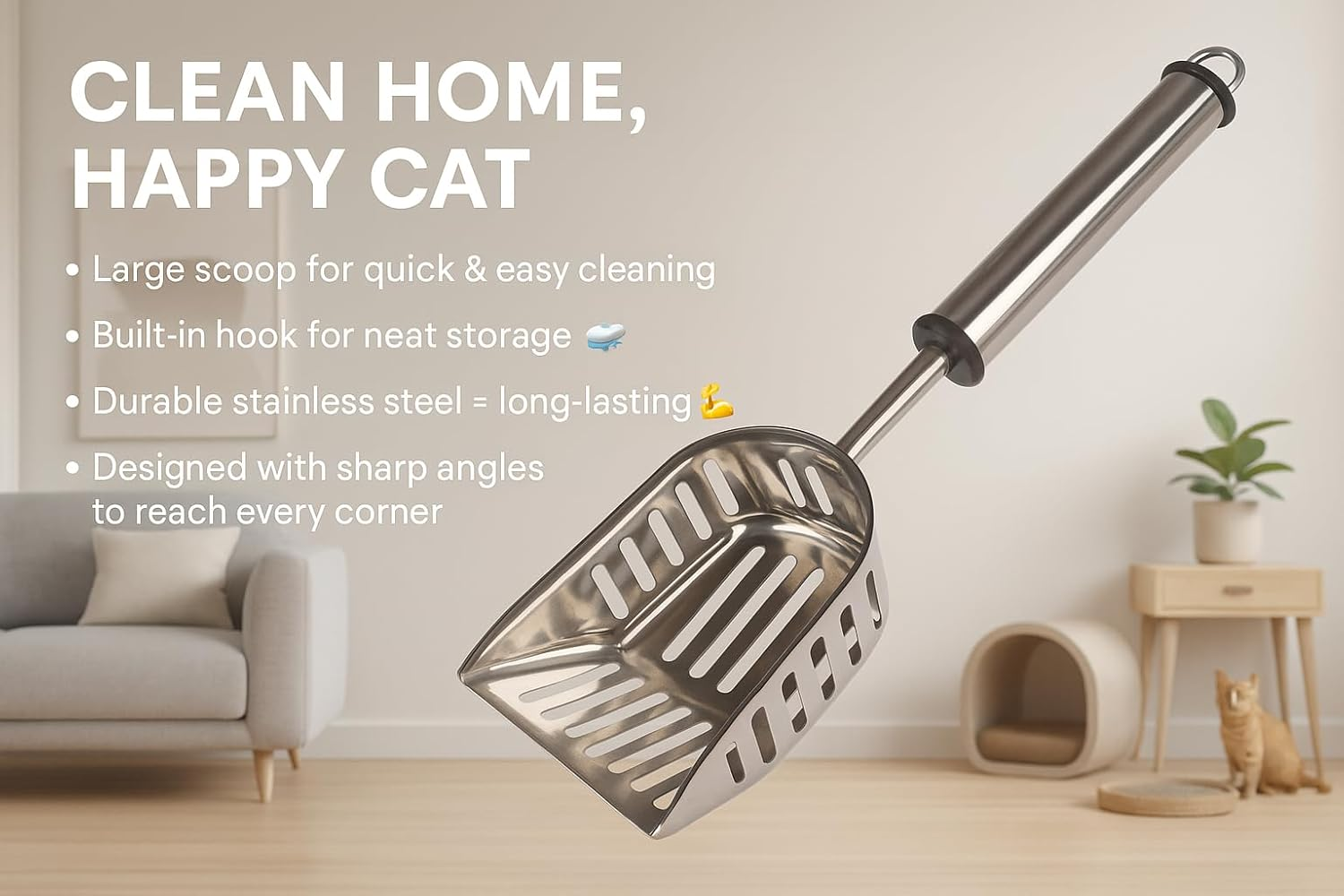 Cat Litter Scoop IAN Stainless Steel 31.5 X 14.2 X 4 Cm