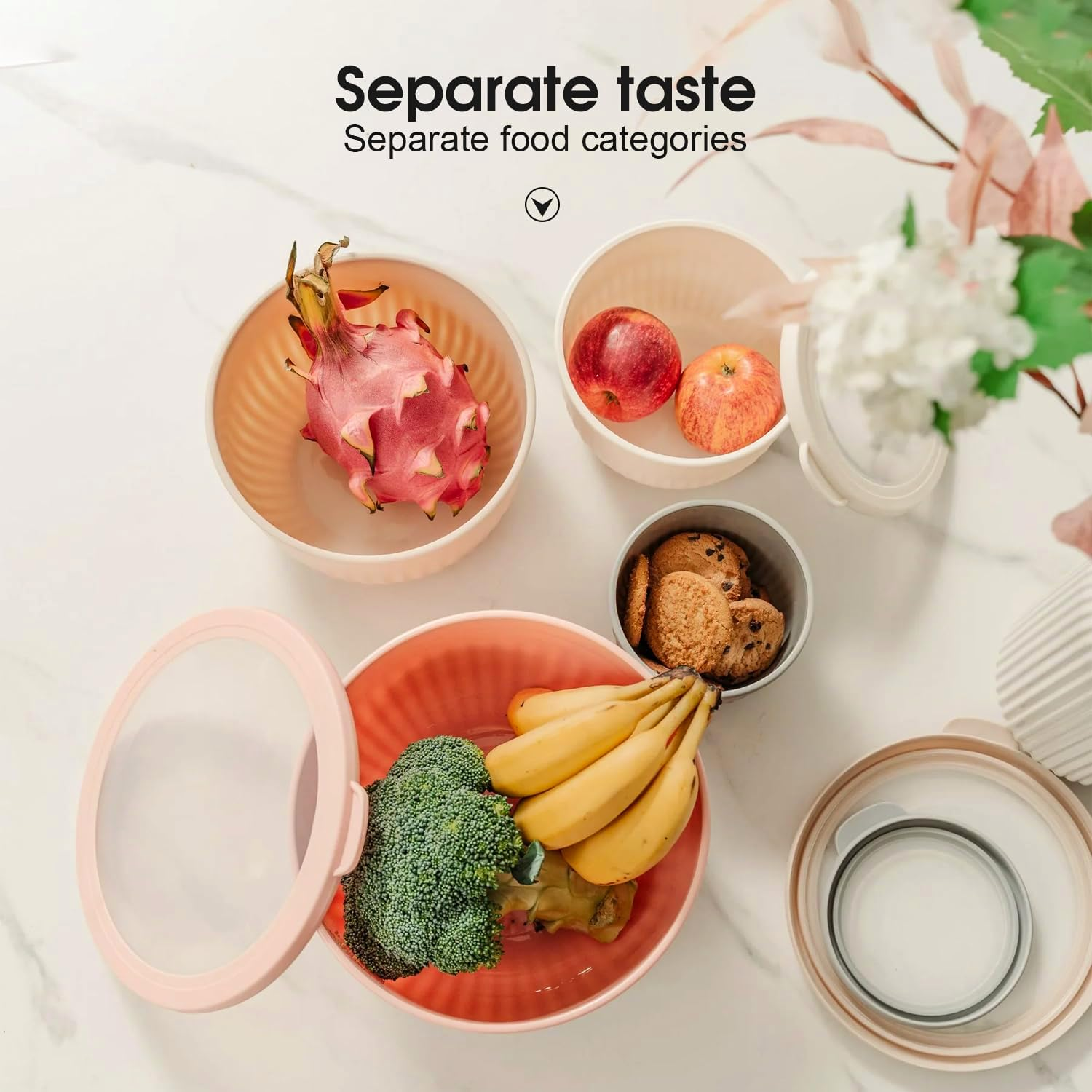 Felic 4PCS Mixing Bowl Set with Lids, round Nested Food Storage Set in Various Sizes, Versatile Plastic Mixing Bowls for Kitchen Cooking,Mixing,Baking,Prepping,Stirring,Serving (Round Shape) image number 3