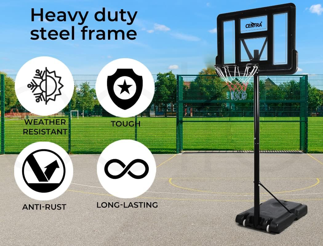 Centra Basketball Hoop Stand Portable 1.3-3.05M Height Adjustable Backboard Net Ring Basketball Hoop Stand 75L Stable Base for Adults Teens Ball Slot image number 2