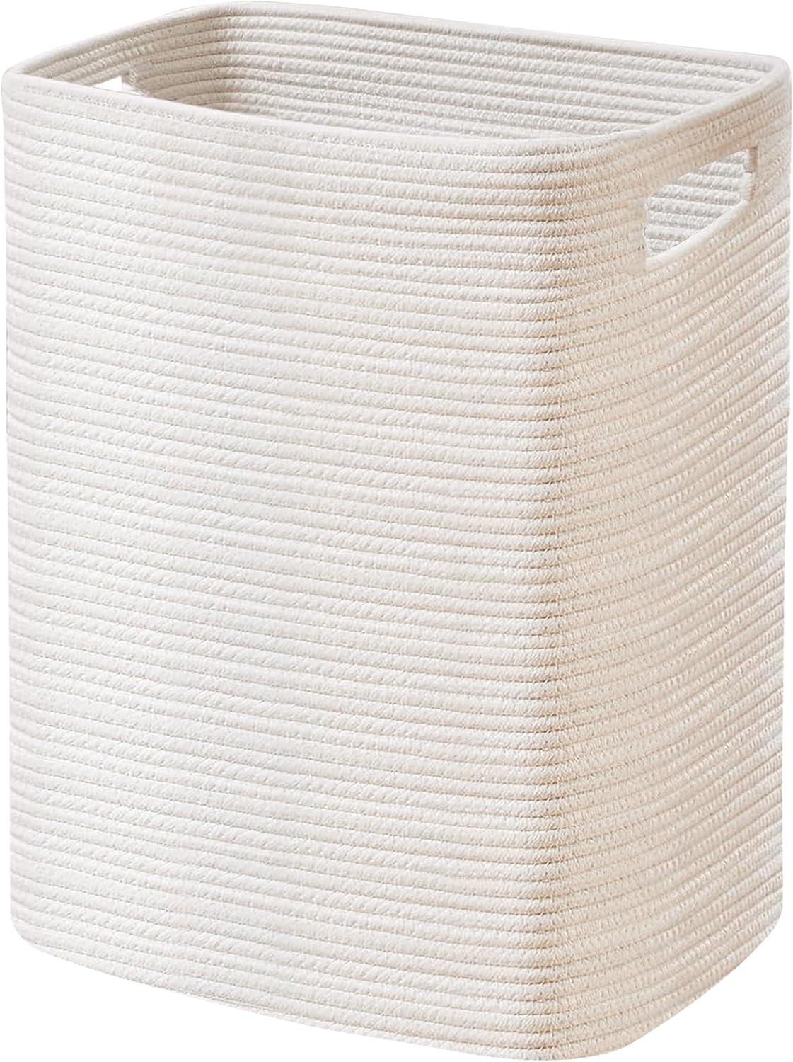 MEGASKET Large Laundry Hamper 16"X13"X22" - Tall Wicker Laundry Basket, Cotton Rope Dirty Clothes Hamper, Baby Kids Nursery White Hamper, 75L