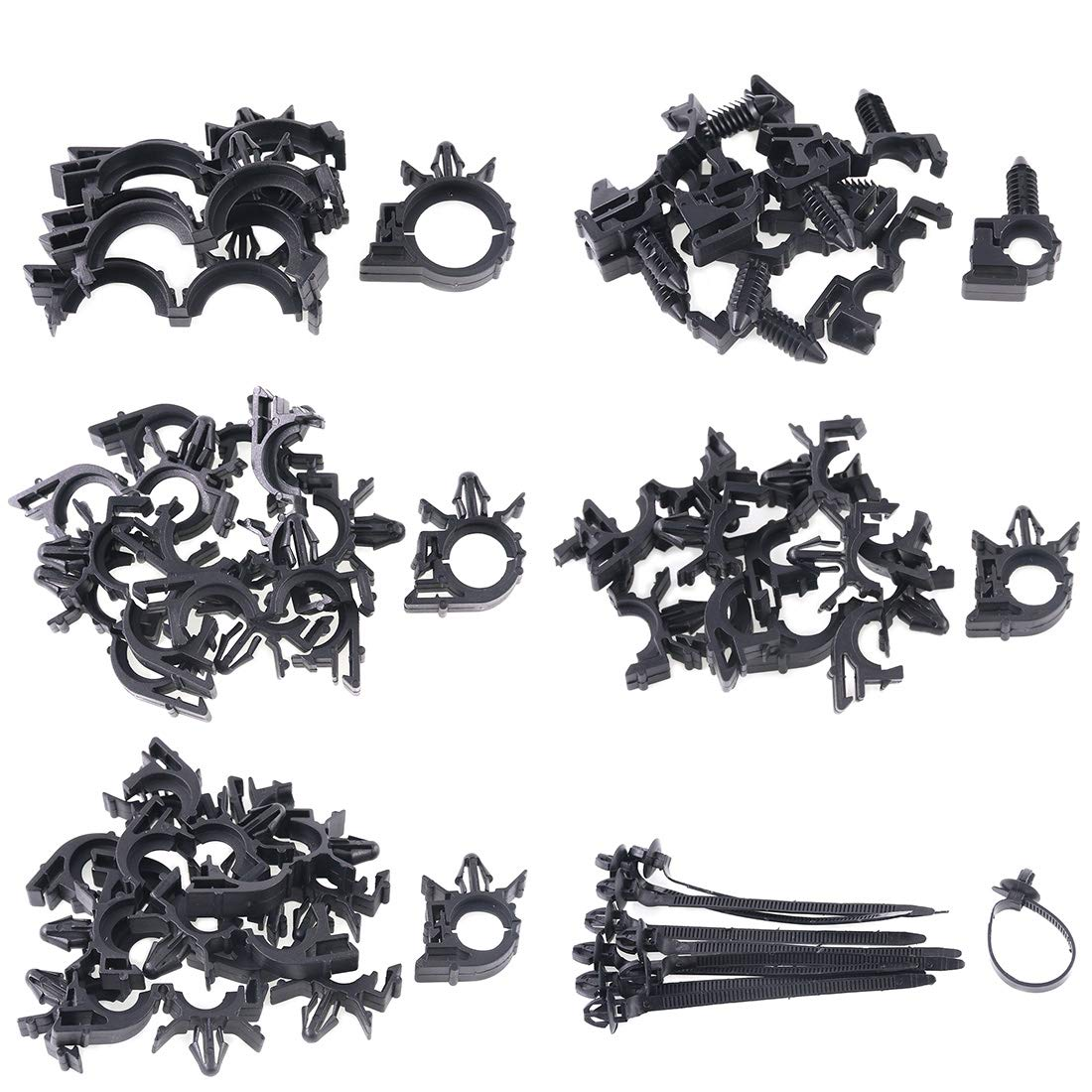 Keadic 56Pcs Car Wire Loom Routing Clips Assortment 6 Different Sizes Universal Wiring Harness Routing Clip Replacement Parts for Car image number 3