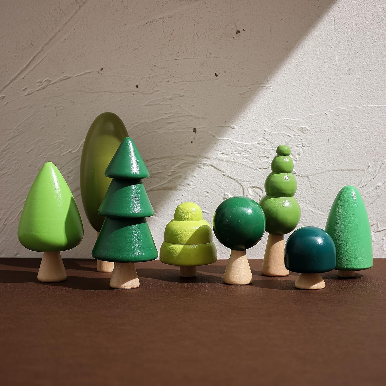 Wooden Craft Forest Trees Toys 8 Pcs Finished Scene Mini Tree Kit Craft Set Cake Topper for Early Educational Preschool Classroom Project Montessori Toys image number 5