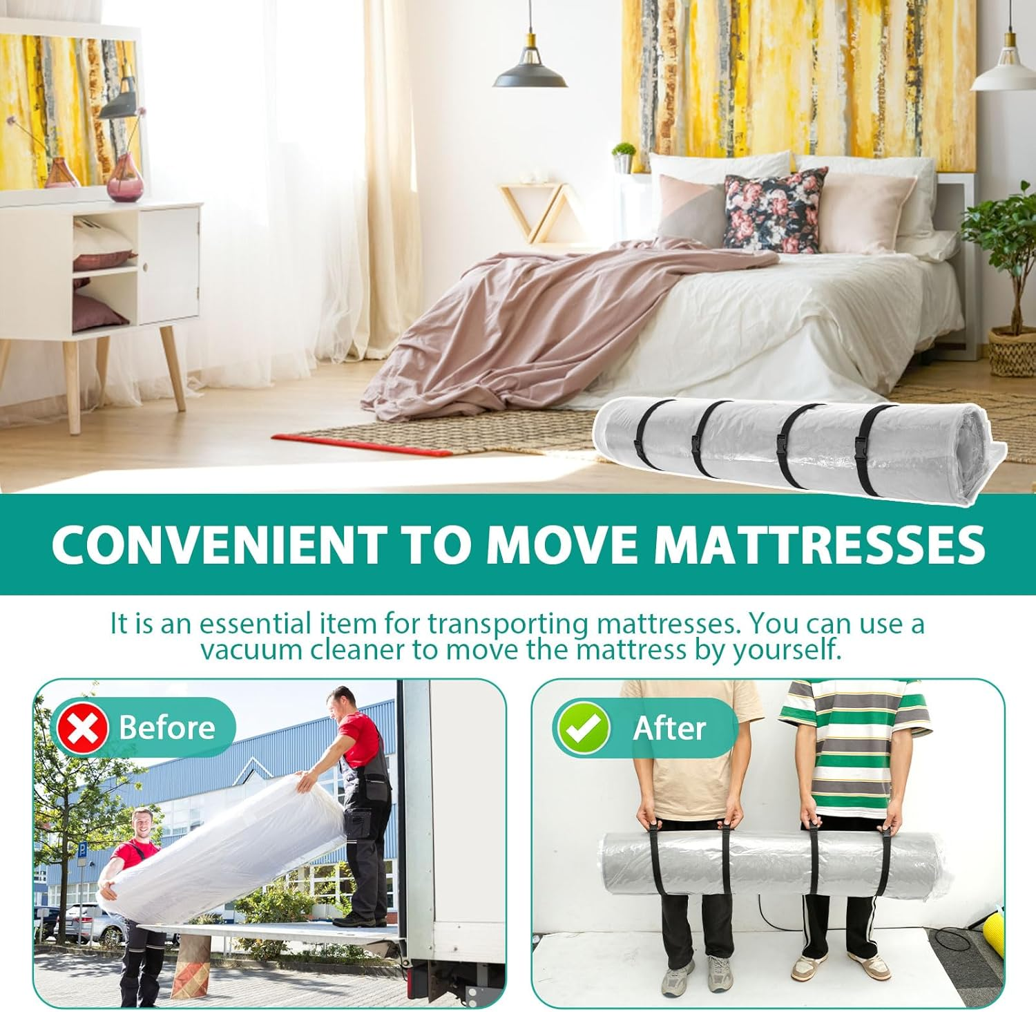 MABCIRY Mattress Vacuum Bag for Moving and Storage, Leakproof Vacuum Seal Mattress Bag, Transparent Vacuum Mattress Storage Bag, Memory Foam Latex Mattress Bag image number 6