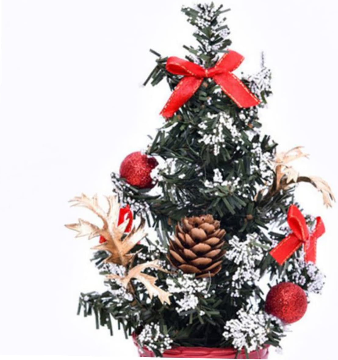 Outanaya 2Pcs Miniature Christmas Tree Model Lifelike Desktop Xmas Tree Decor for Home Party image number 1