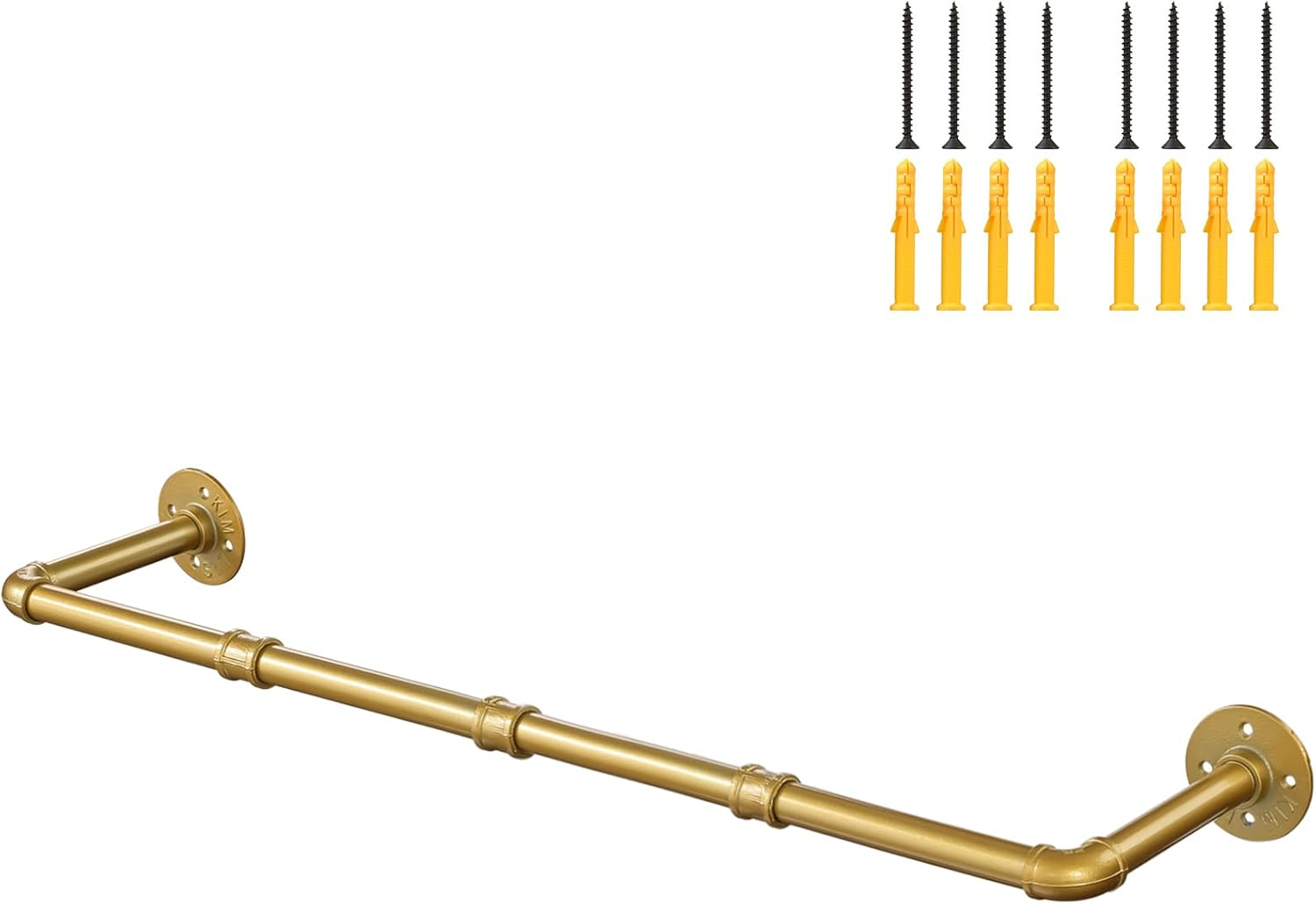 Industrial Gold Pipe Clothing Rack, Wall Ceiling Mounted Clothes Garment Rack 30'', Iron Golden Pipe Clothes Hanging Bar, Heavy Duty Metal Rod for Retail Display Closet Storage