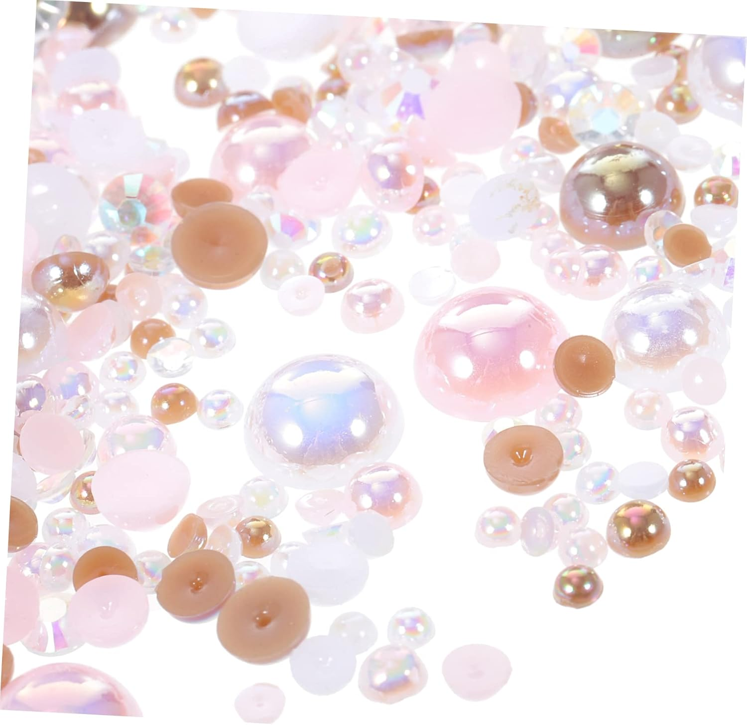 SEWOART Pearl Resin Nail Art Patch for Manicures Shiny Half round Flatback Nail Gems DIY Phone Case Decorative Accessories Pack image number 1