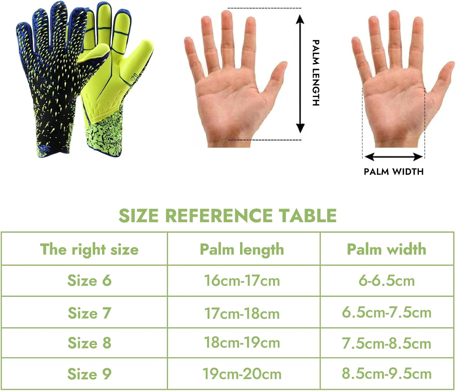Zezelife Football Goalkeeper Gloves, Soccer Goalie Gloves Kids Boys Children Youth Adults, Gloves anti Slip, Full Finger Breathable Mesh Self Adjustable Wrist Sports Soccer Gloves Green image number 2