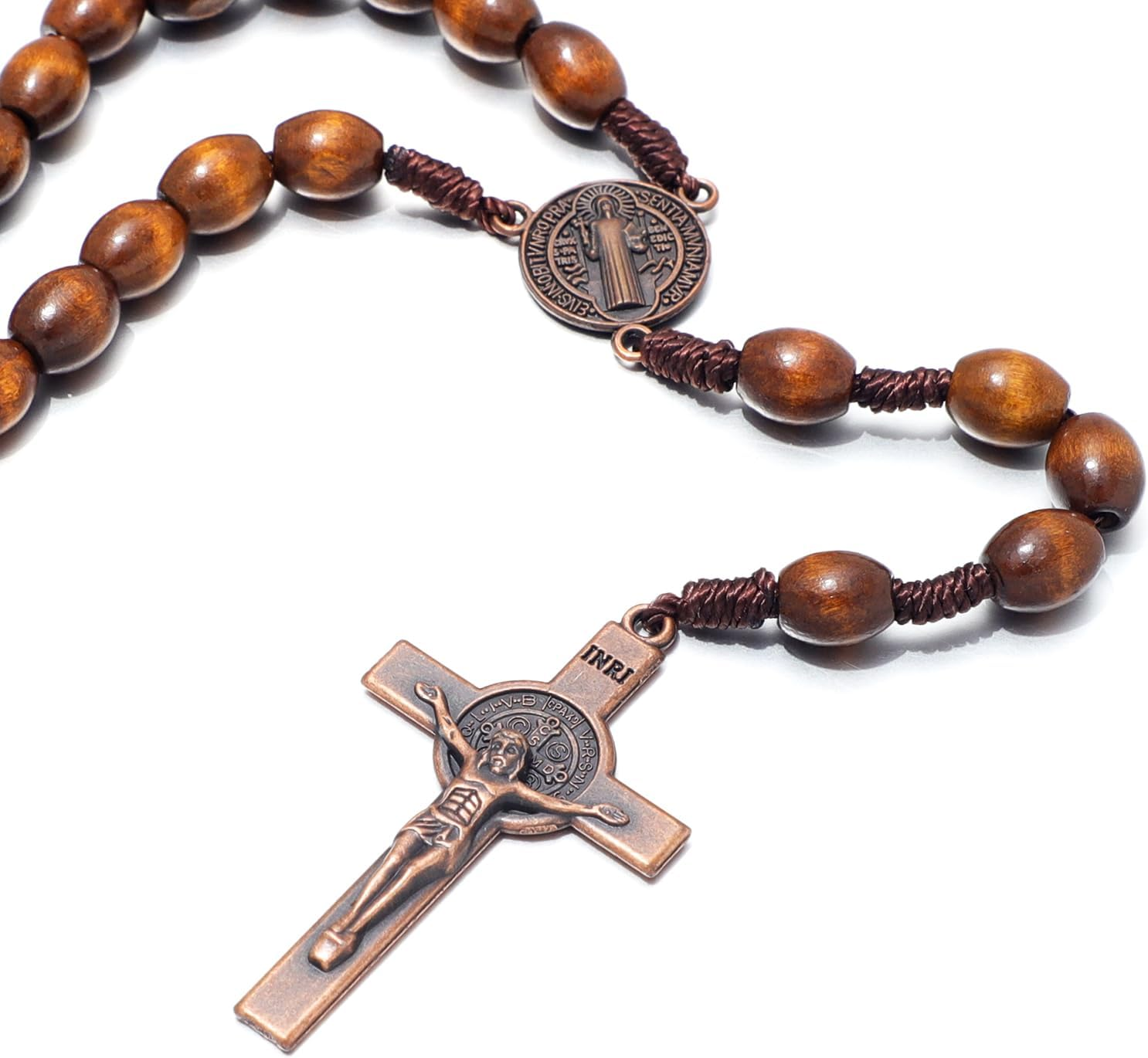 KOMI Handmade Wooden Catholic Rosaries, Rosary Beads Necklace from Bethlehem Wood Christian Prayer Holy Soil Medal & Metal Cross for Catholic or Christian Gift image number 3