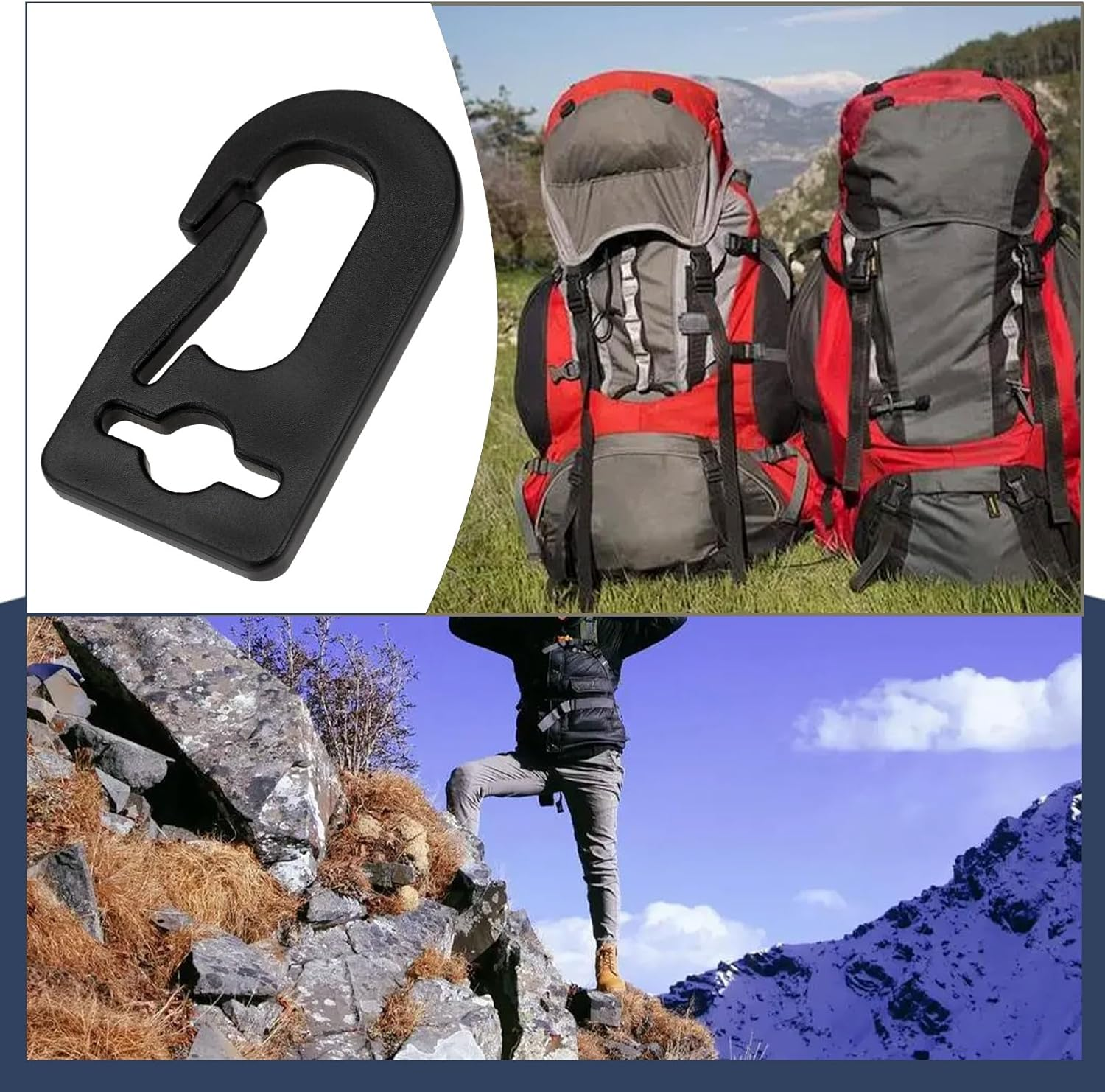 20Pcs Black Plastic Carabiner Hook Flag Hooks Plastic Flag Pole Clip Snap Suitable for Flagpole Flags within 18Mm Width Accessories Tool image number 3