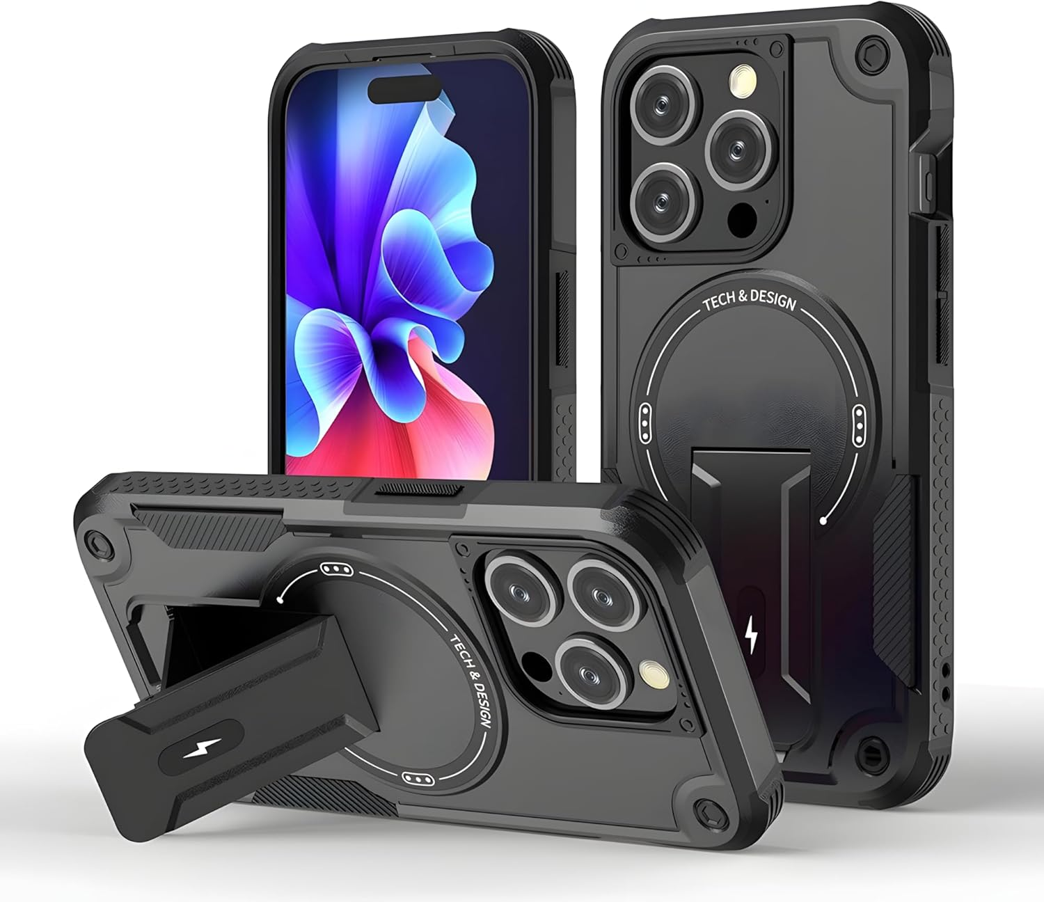 For Iphone 16 Pro Max Case with Stand, Military-Grade Protection Shockproof Magnetic Kickstand Case,Gold