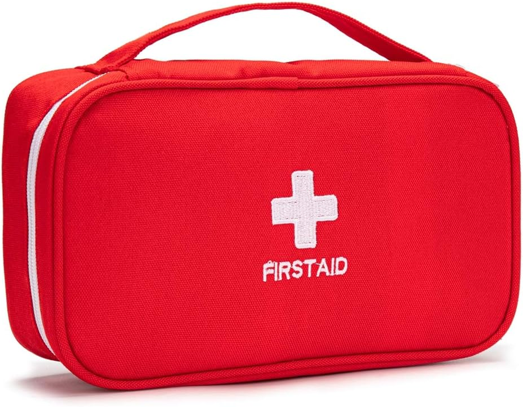 First Aid Pouch Empty, Red First Aid Bag First Aid Pouch Medical Bags for Home Emergency Travel Camping Hiking Outdoors First Responder (Blue Embroidery Bb)