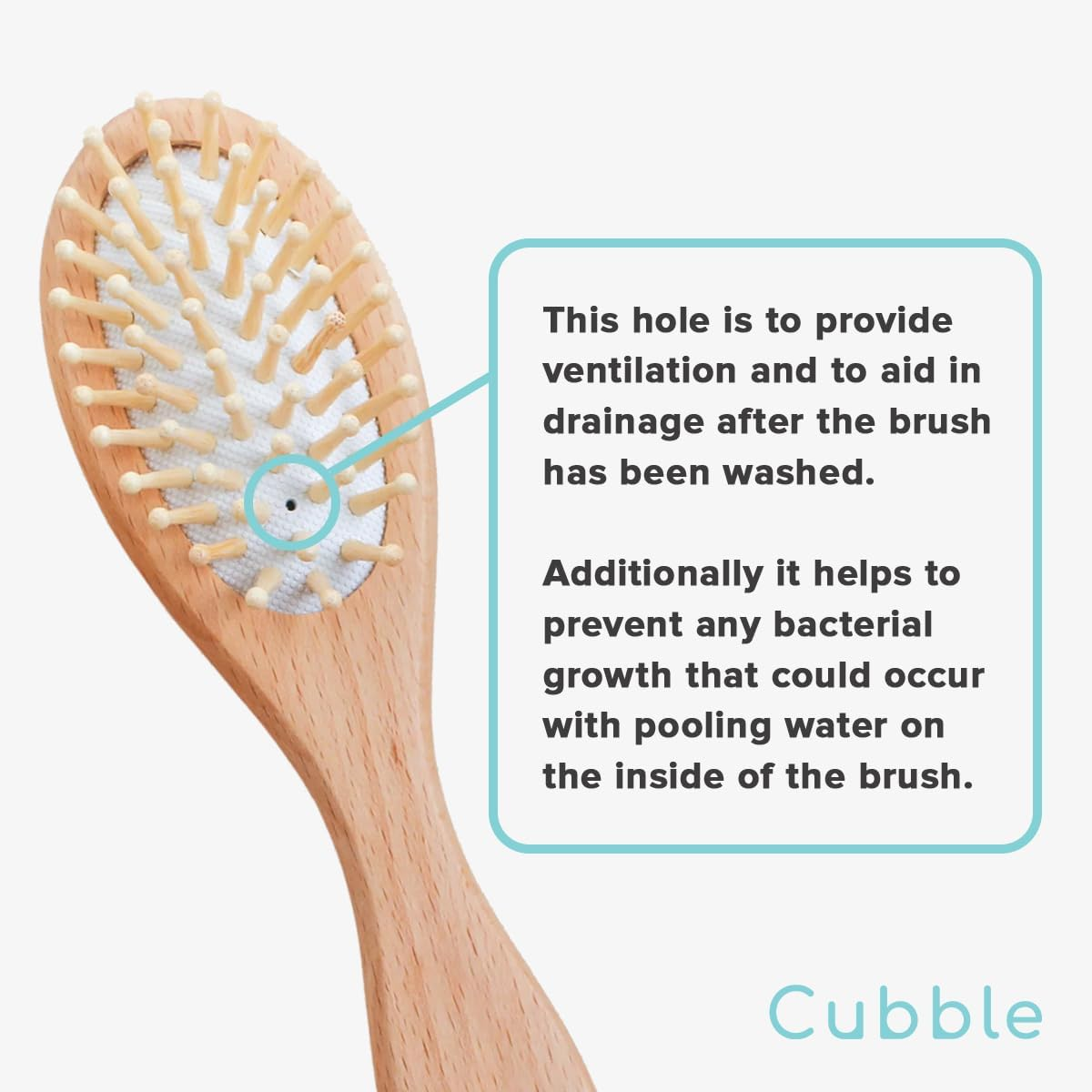 Cubble Wooden 100% Natural Goat Hair Brush and Comb Set for Newborns and Toddlers image number 4
