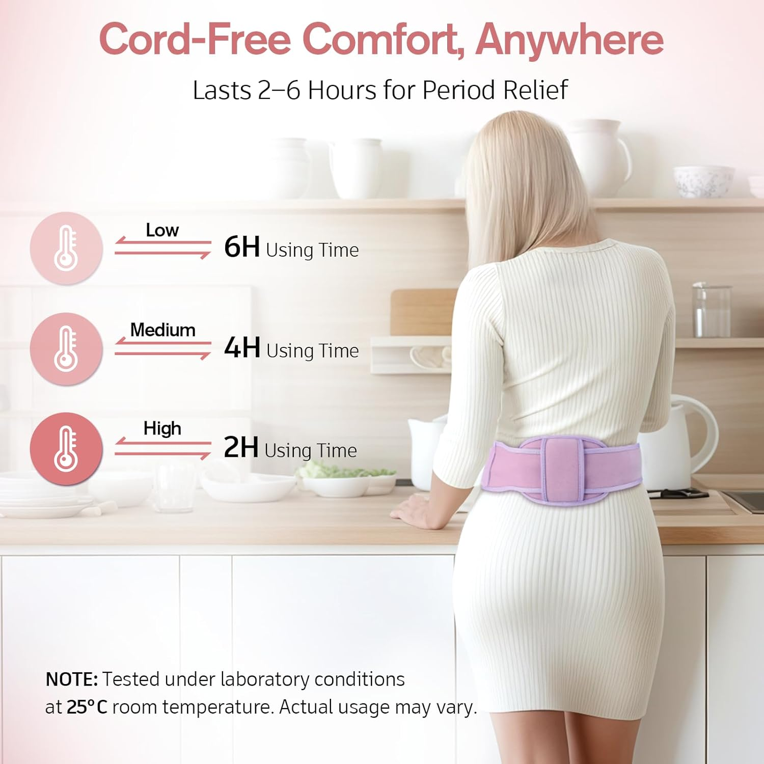 Comfytemp Portable Belly and Back Heating Pad for Period Pain Relief, 5000Mah, 3 Timer 3 Heat, Cordless Dual-Zone Menstrual Period Belt, Fast Back or Belly Heating, Present for Women Girl Mom image number 1