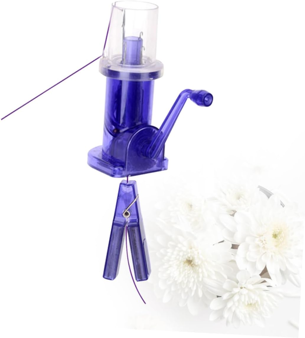 VILLFUL Hand Operated Knitting Mill Machine for Diy Crafts Blue Mini Spool Knitter Tool for Beginners Easy to Use Wool Winder for Bracelet Making and Home Projects image number 1