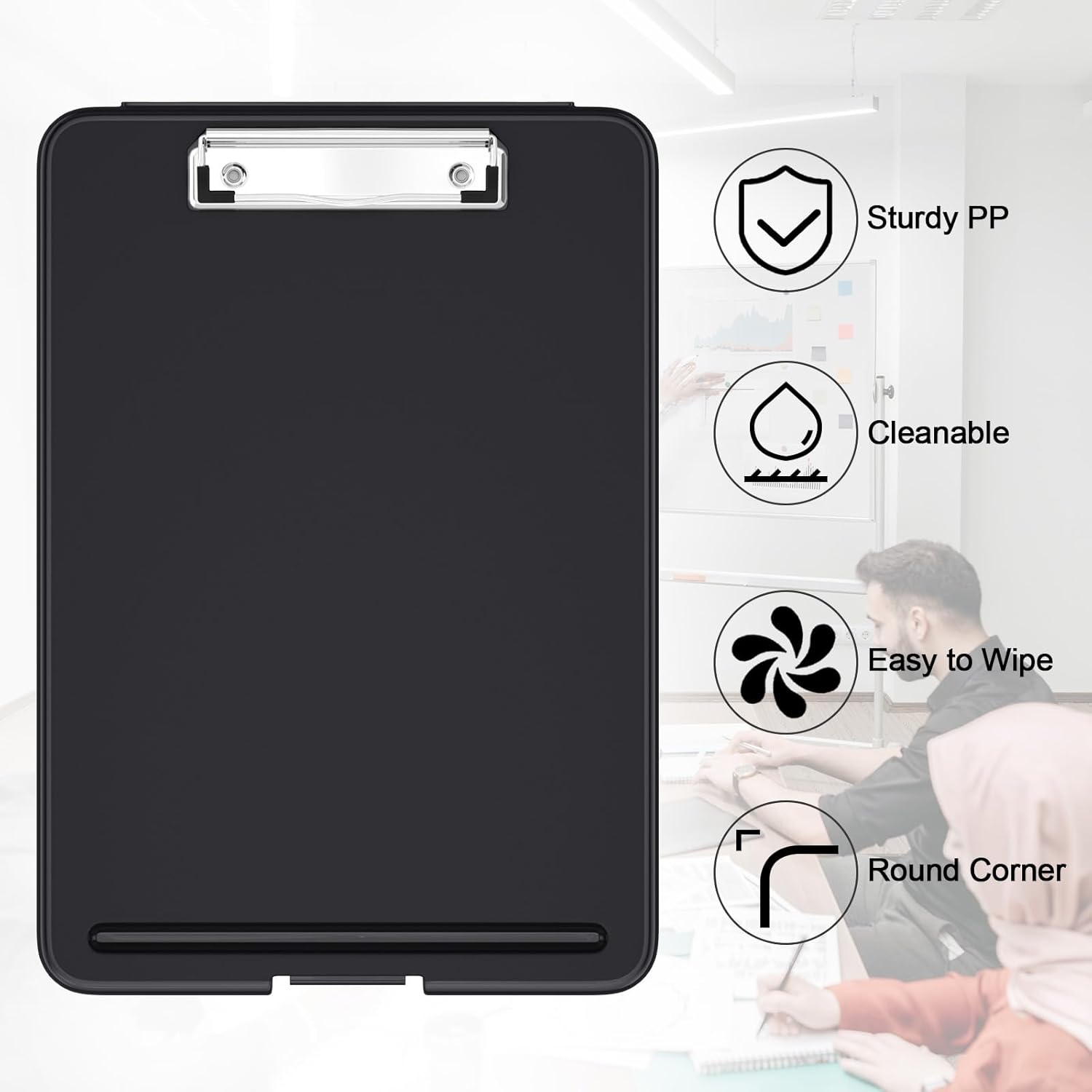 Hongri Clipboard with Storage, 8.5 X 11 Nursing Clip Board Foldable Storage for Nurses, Lawyers, Students, Classroom, Office, School, Size 13.4 X 9.4 X 0.9 In, Black image number 5