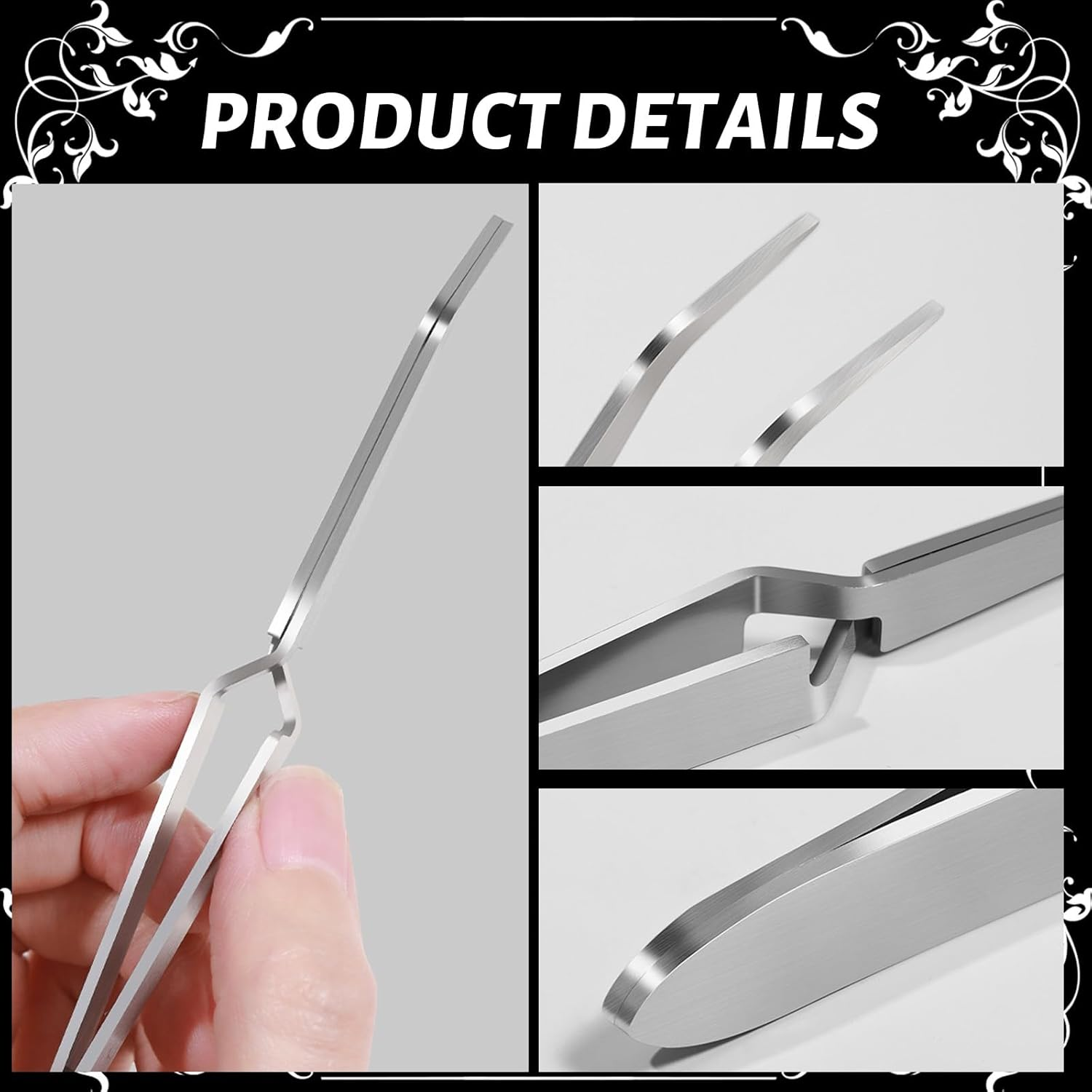 JEYORZY Pack of 2 Tweezers Nail Pinch, Nail Shapes, Stainless Steel Pinch Pliers, Tweezers, Tweezers Shapes, Stainless Steel Clip, Nail Art, Multifunctional Nail Nippers, Tweezers Tool for Nail Tip image number 3