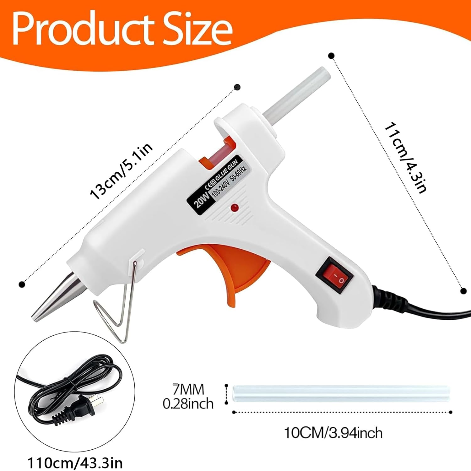 Visuivit Hot Glue Gun, Mini Glue Gun and Sticks Set with 40Pcs Glue Sticks High Temp Glue Gun for School Crafts DIY Arts Quick Home Repairs, 20W (White, Transparent Glue Stick) image number 3