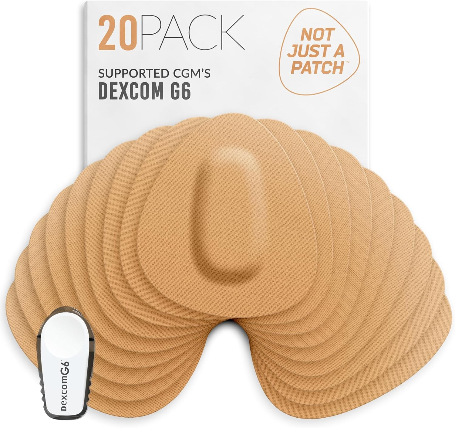NOT JUST a PATCH CGM Sensor Patches for Dexcom G6 (20 Pack) - Durable Protection for 10-14 Days - Clear Transparent Pre-Cut Dexcom G6 Adhesive Patches