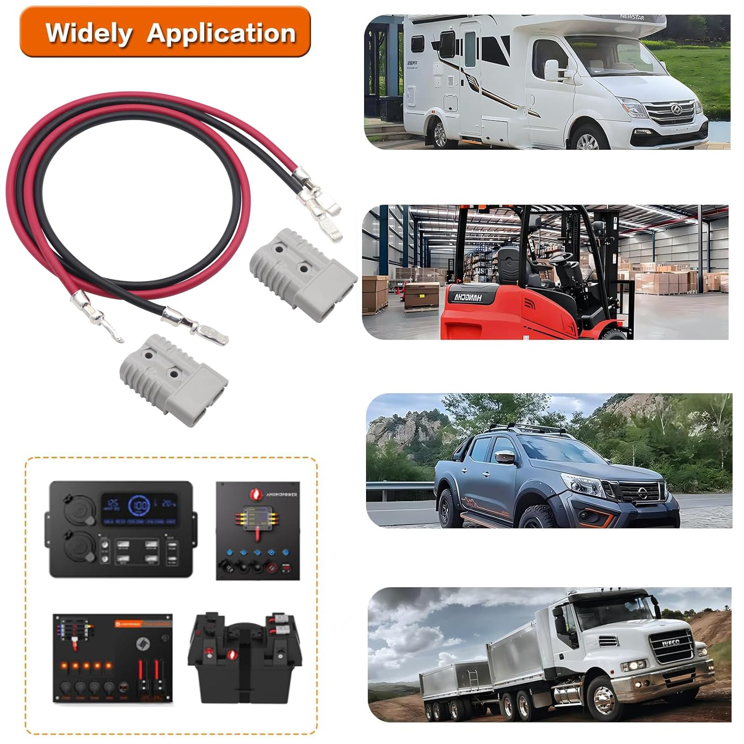 SILHOL 50 Amp Anderson Double Y Splitter Cable, 300Mm1 to 2 Anderson Plug Connector Double Y Adapter, 10 AWG 6Mm Battery Cable for Car, Truck, RV, Trailer, Winch, Forklift, Solar and Wind Systems image number 5