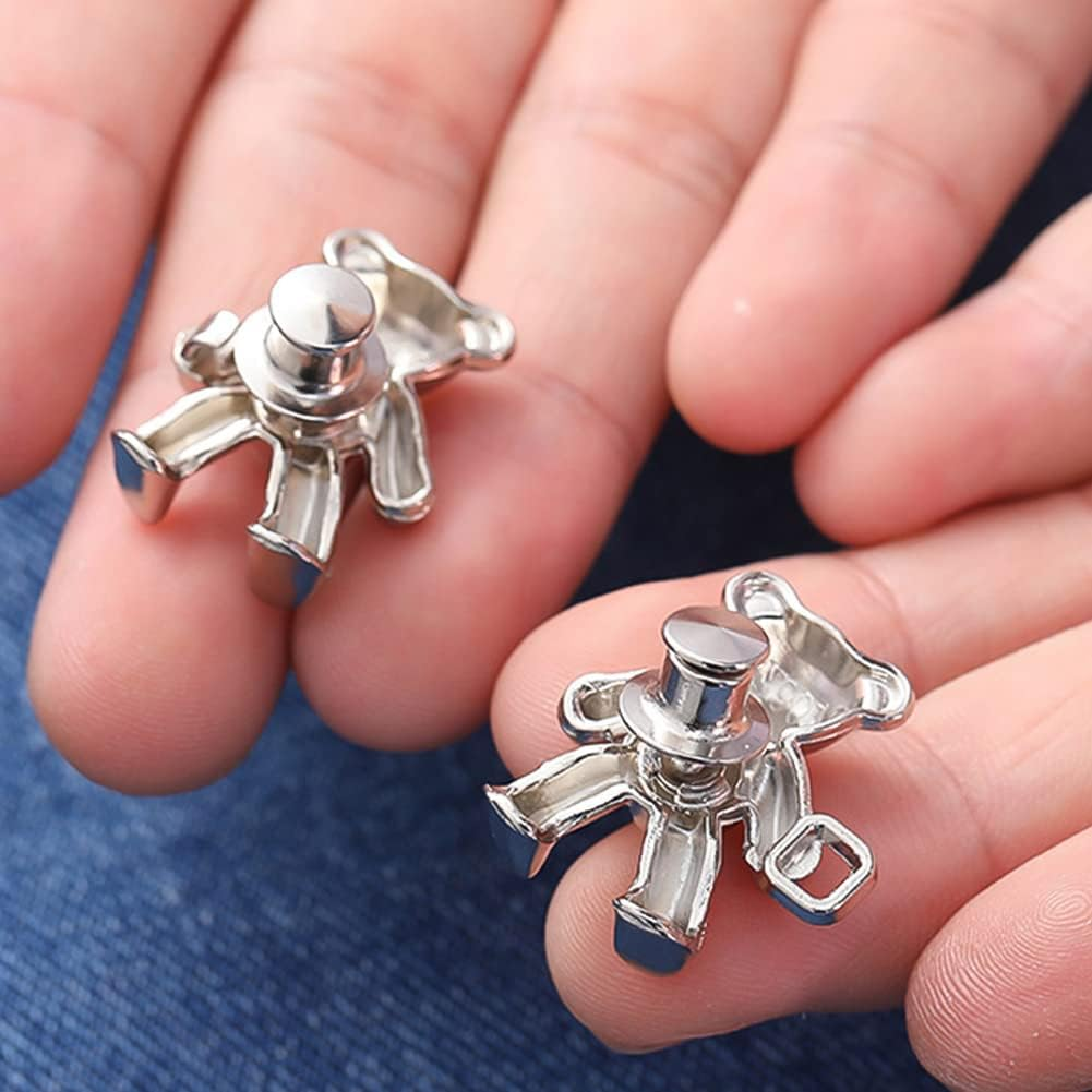 8 Pairs Cute Bear Jeans Button Pins for Clothing Pants No Sewing Detachable Waist Body Fit Tightening Buckles DIY Clothing Accessories for Women and Girls Skirt Jackets Jeans image number 6