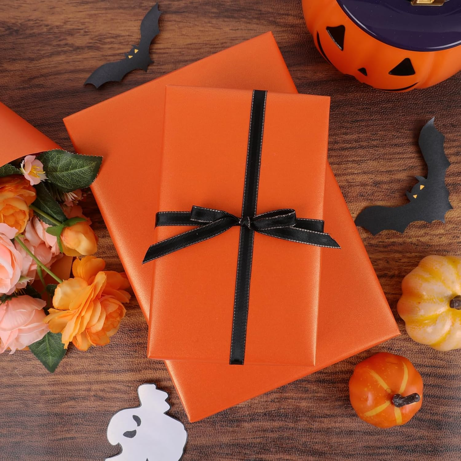 NESCCI Orange Matte Wrapping Paper,Solid Color Pearly-Lustre Paper,Gift Wrapping Paper,Perfect for Wedding,Valentine'S Day,Birthday, Christmas,Baby Shower,Diy Bouquet (17 Inches X 32.8 Feet) image number 5