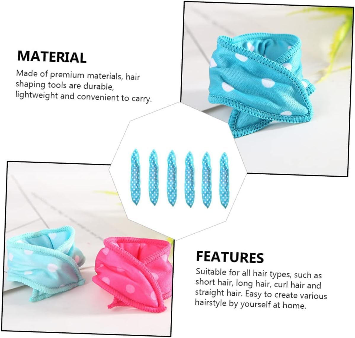 No Heat Foam Hair Curlers, Set of 6, Soft Sponge Rollers for Overnight Styling