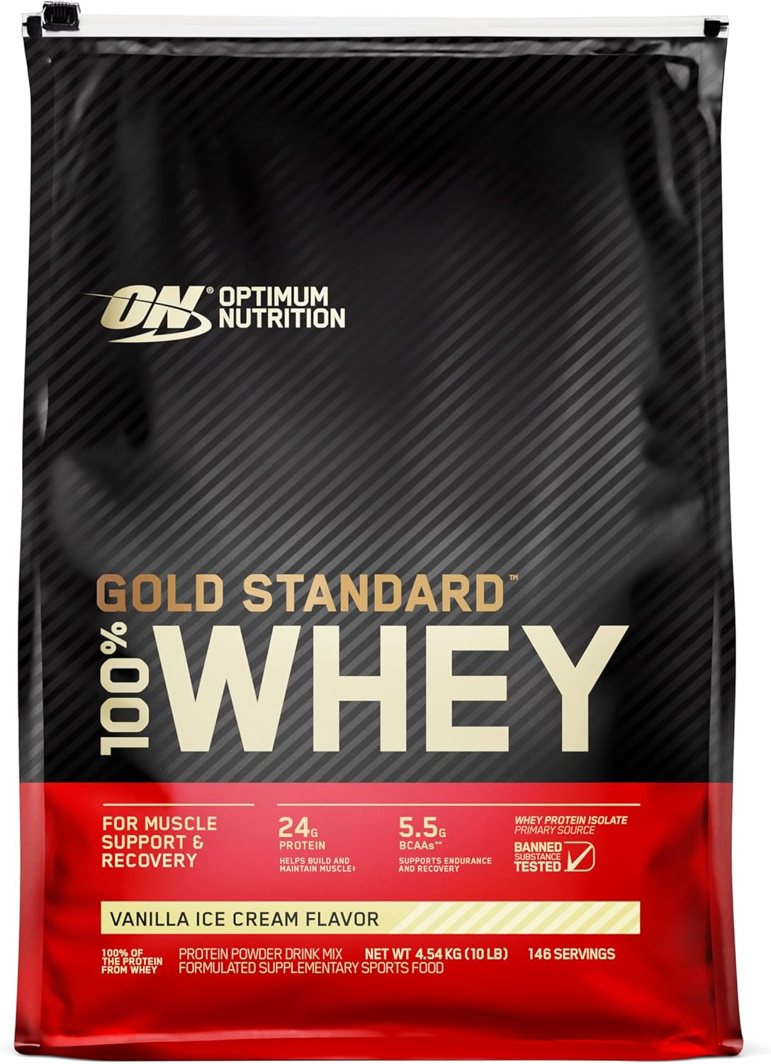 OPTIMUM NUTRITION Gold Standard 100% Whey Protein Powder, Vanilla Ice Cream, 4.54Kg image number 3