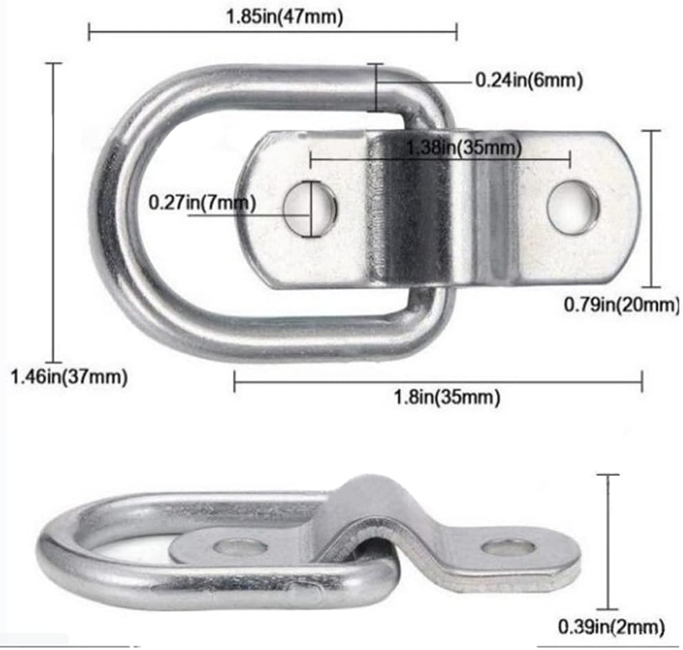D Ring Tie down Anchors, Heavy Duty Truck Boat Cars Load Anchor Trailer with Mounting Bracket, Stainless Steel, Pack of 4 image number 3