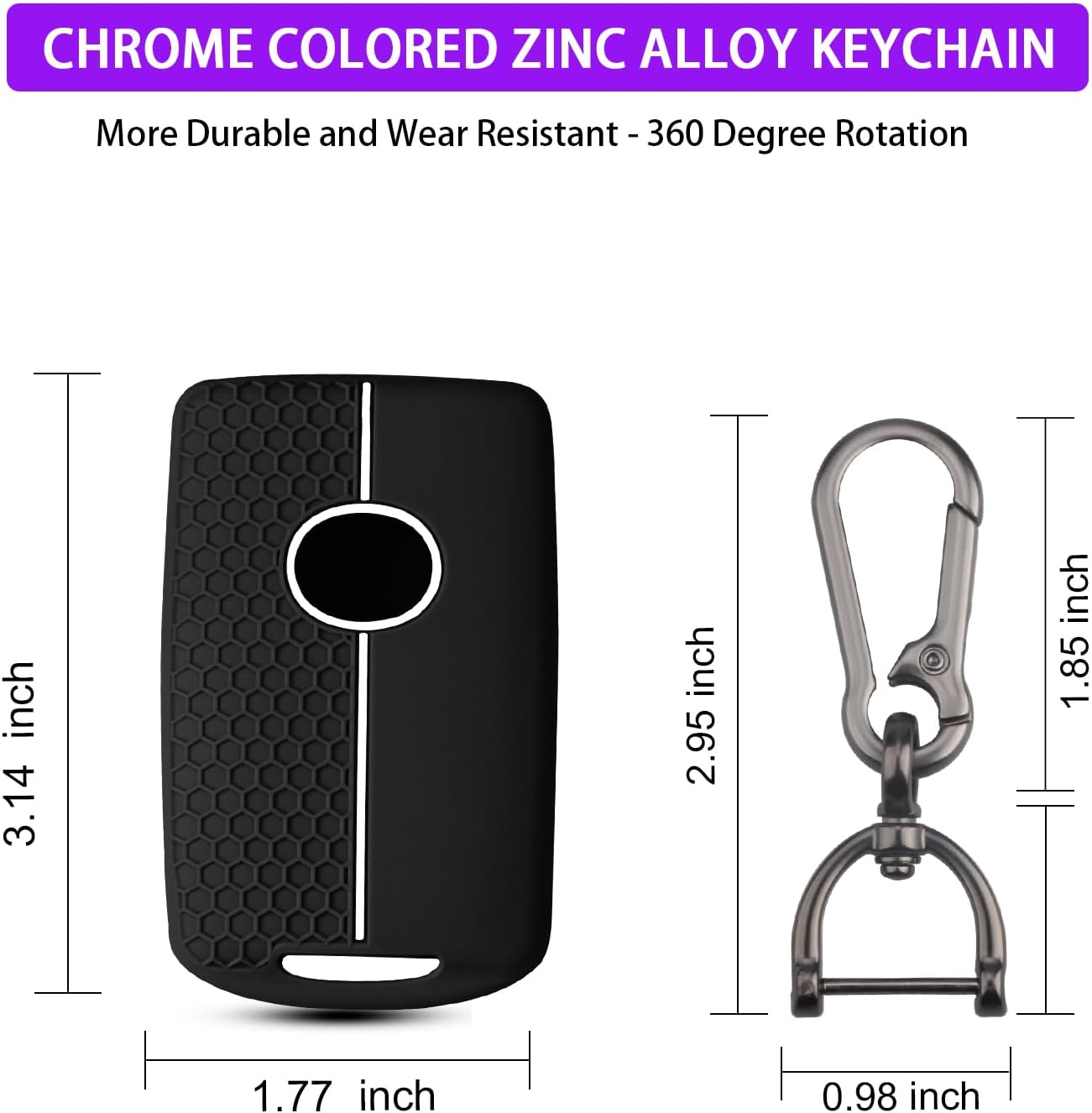 QBUC 2PCS for Mazda Silicone Rubber Key Fob Cover, Key Case with Keychain for 2019-2025 for Mazda 3 6 Cx-5 Cx-50 Cx-30 Cx-9 Smart Key Replacement Protector Car Accessories(4 Buttons) image number 5