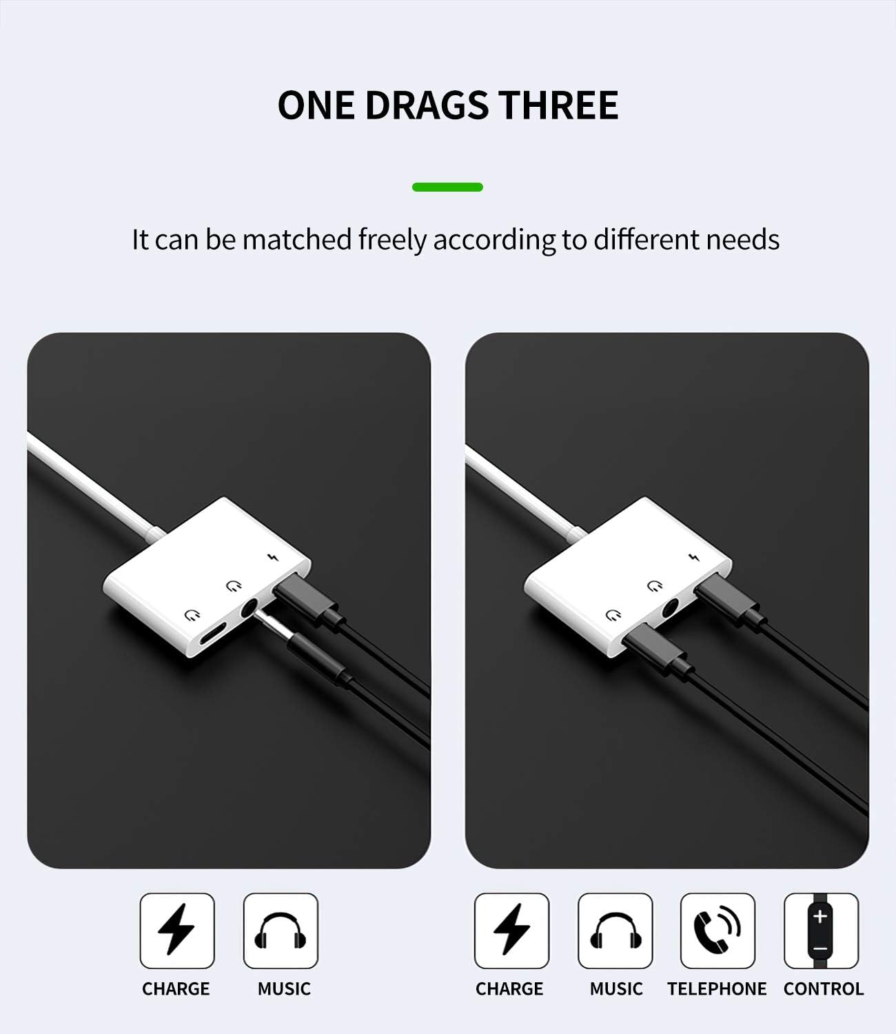 Iphone AUX Adapter Lightning to 3.5Mm Headphone Dongle(3In1)Apple MFI Certified Audio Charger Jack Cable Splitter for 11 12 13 14 Pro Max 6 7 8Plus X XR Ipad Music Adaptador Para Earbud Cord Converter image number 5