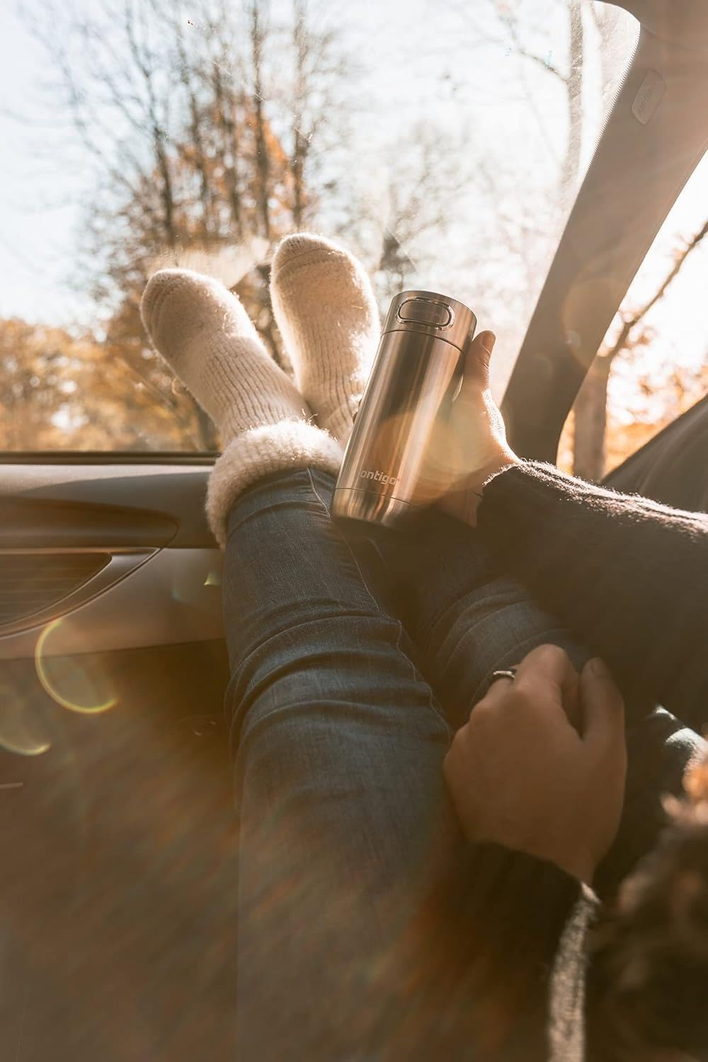 Contigo Luxe Autoseal Travel Mug, Stainless Steel Thermal Mug, Vacuum Flask, Leakproof Tumbler, Dishwasher Safe, Coffee Mug with BPA Free Easy-Clean Lid, Stainless Steel, 360 Ml - 360 Millilitres, Cornflower image number 7