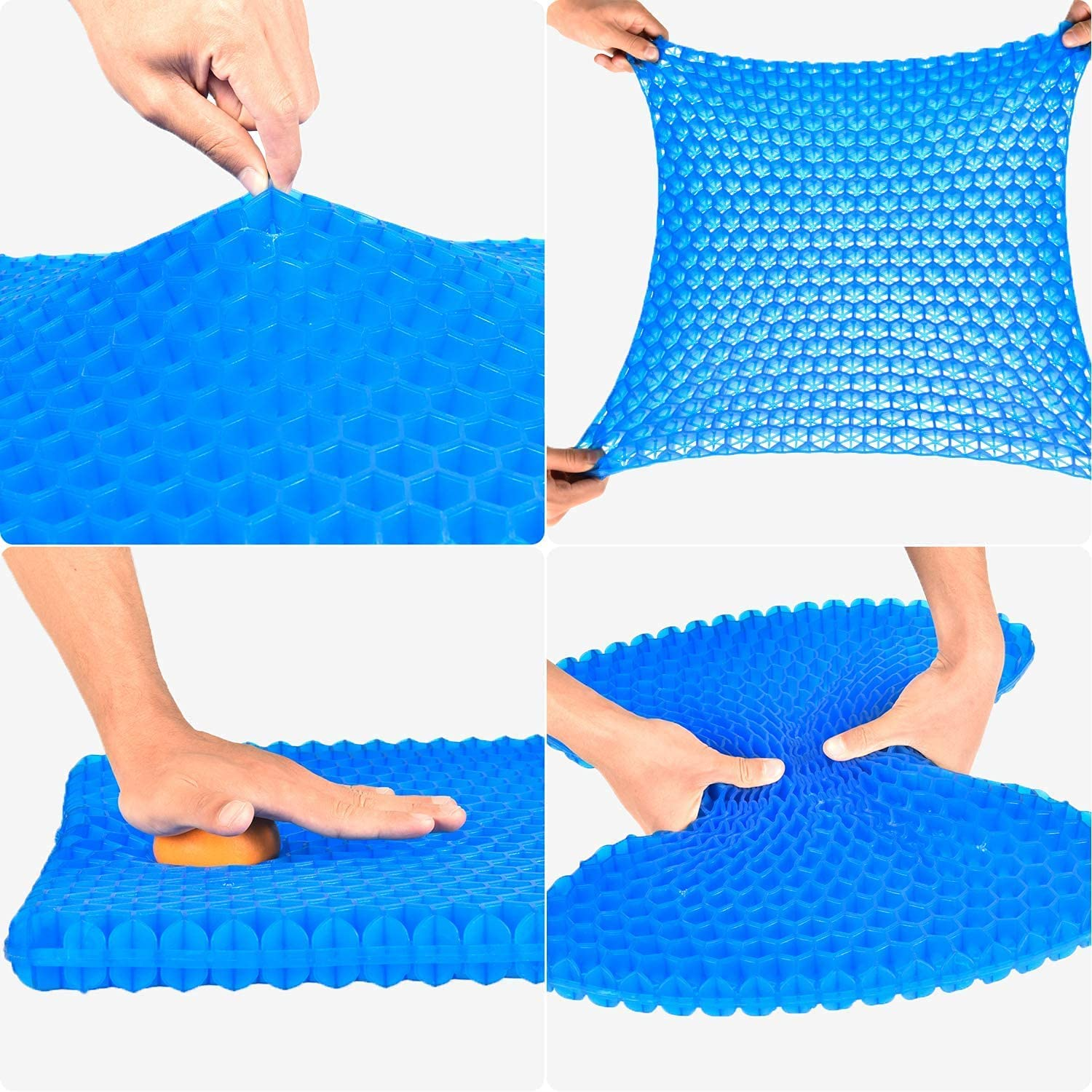 Gel Seat Cushion, Cooling Seat Cushion Thick Big Breathable Honeycomb Design Absorbs Pressure Points Seat Cushion with Non-Slip Cover Gel Cushion for Home Office Chair Car Wheelchair Truck image number 6