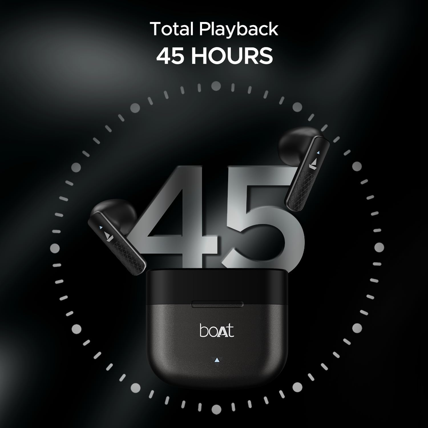 Boat Airdopes 91 Prime, 45HRS Battery, 13 Mm Drivers, Metallic Finish, Low Latency,Enx Tech, Fast Charge, V5.3 Bluetooth TWS in Ear Earbuds Wireless Earphones with Mic (Midnight Black) - Midnight Black image number 3