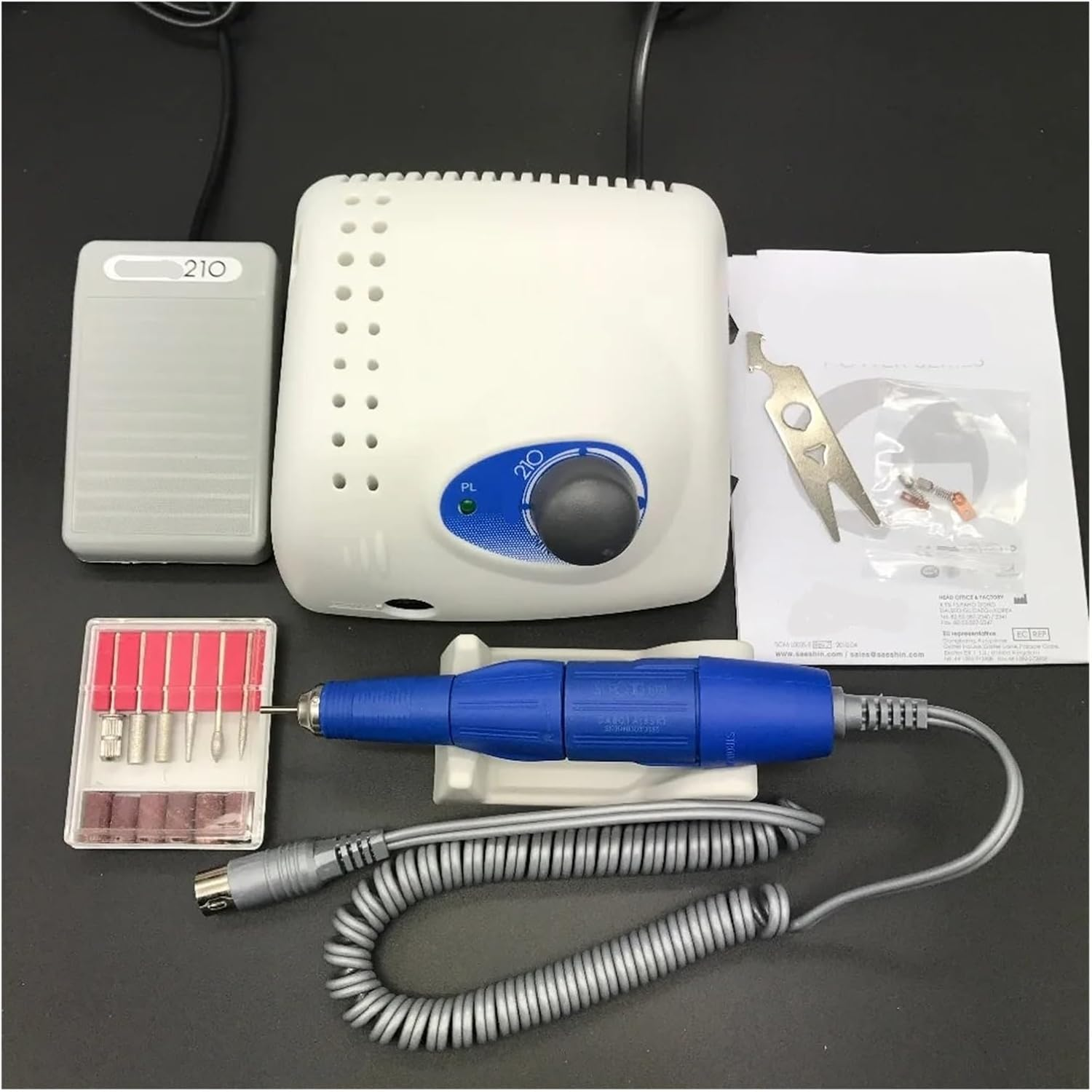 65W 35000RPM Electric Nail Drill Machine Strong 210 Model 102L Handpiece Manicure Pedicure File Bit Art Equipment(Strong 210 102L) - Handpiece image number 4