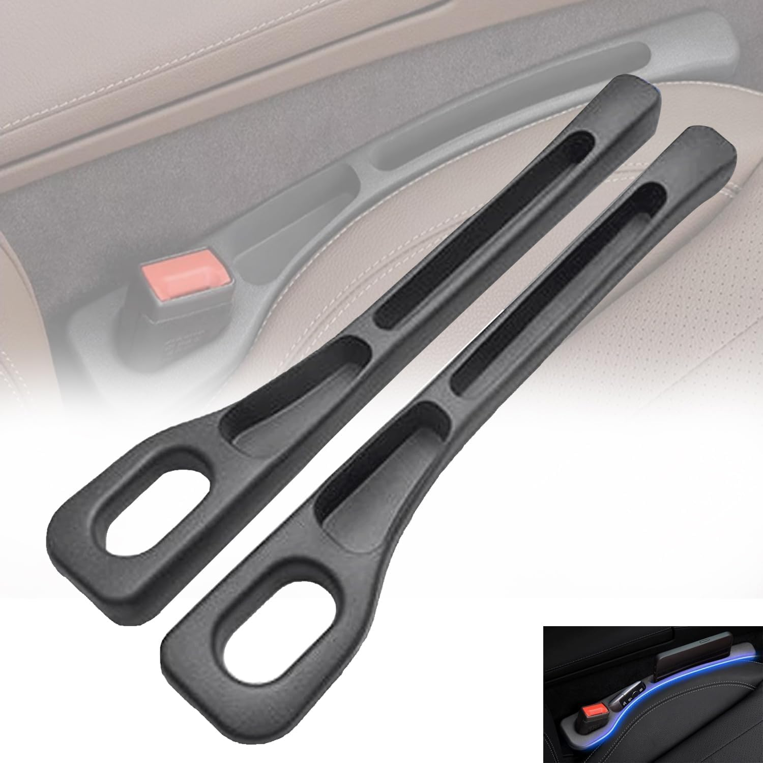 Car Seat Gap Filler Organizer, Car Gap Filler Organizer, Car Side Seat Gap Filler, Vehicle-Mounted Gap Leak-Proof Filling Strip, Universal Car Seat Gap Filler for Car SUV Truck (Black, 1 Pair) image number 6