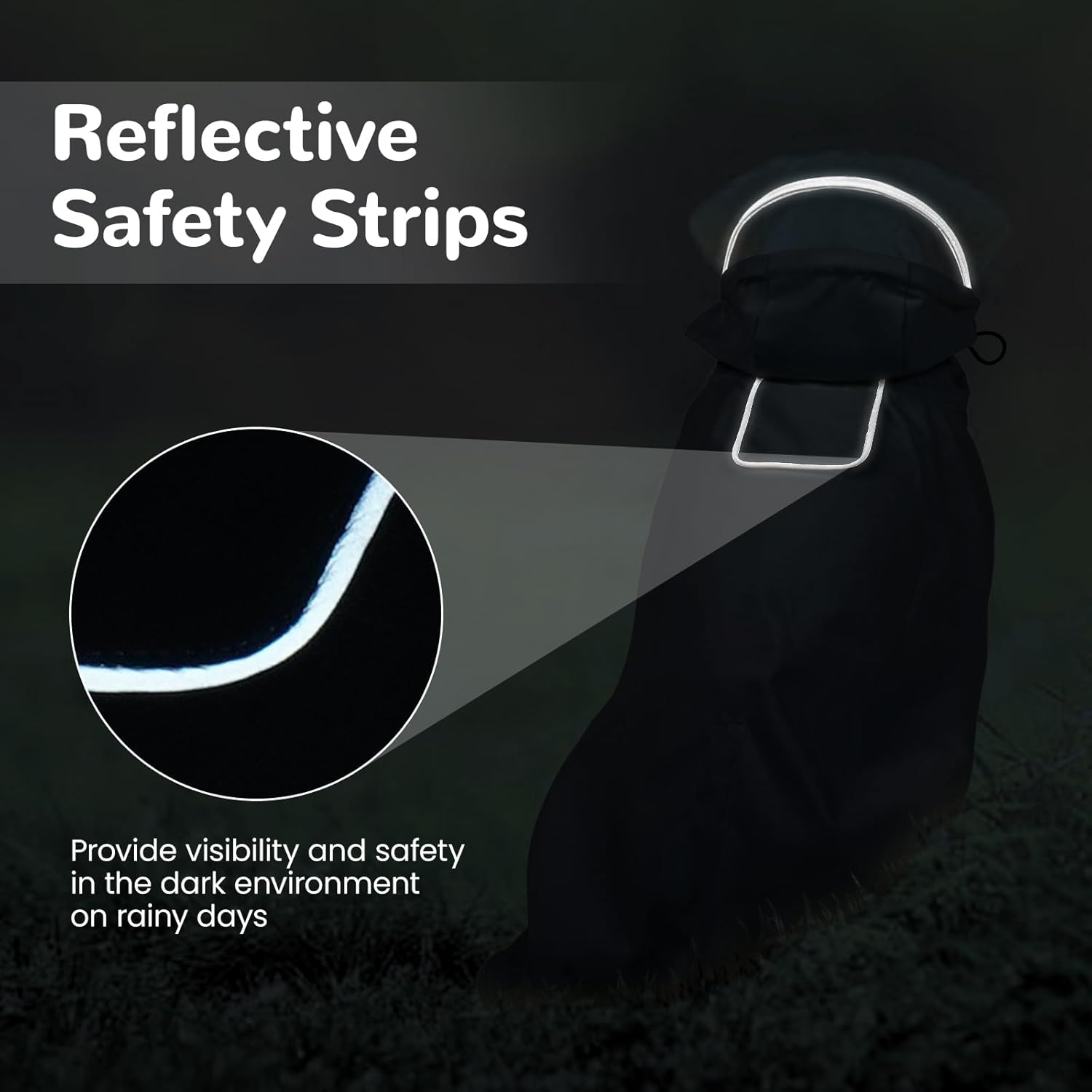 Lelepet Rain Coat for Large Dogs with Strip Reflective, Adjustable Dog Rain Jacket Poncho Hoodies with Hook & Loop Leash Hole, Windproof Clothes Dry Suit for Pets (Grey, 2XL) image number 4