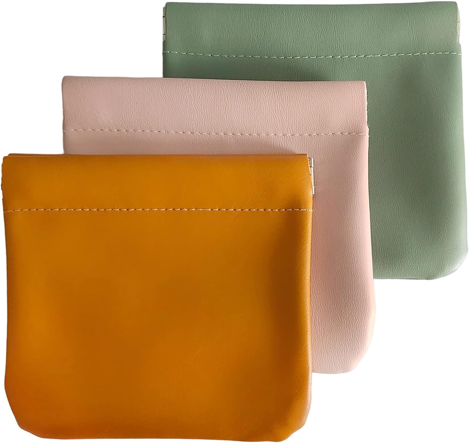 ALUXY Pocket Cosmetic Bag, Waterproof Leather No Zipper Self-Closing Portable Travel Makeup Pouch, A, Modern and Simple