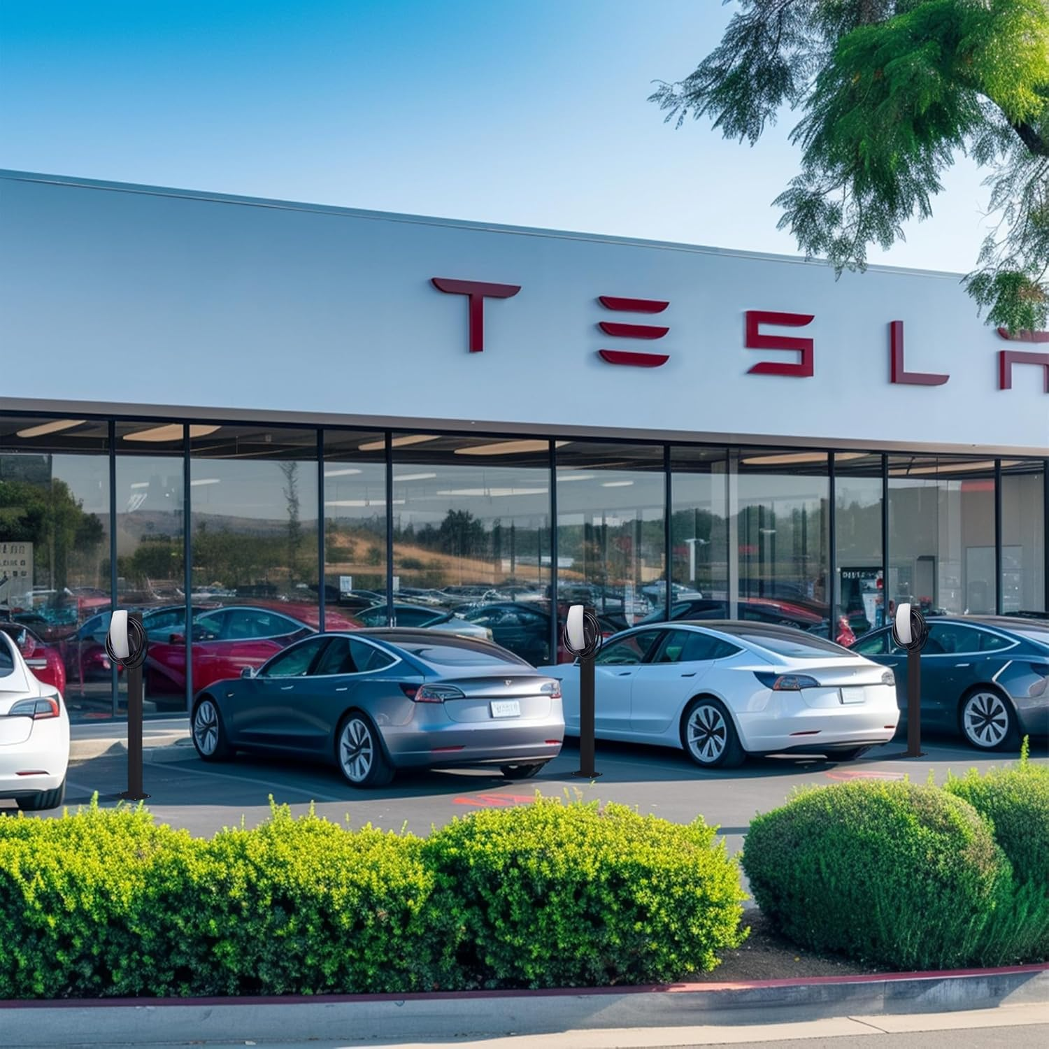 Heavy Duty EV Charger Pedestal Outdoor Tesla Charger Stand for Gen 3 Electric Vehicle Charging Stations Corrosion Resistance EV Charger Stand Compatible with Tesla Mobile Connector & J1772 Charger image number 4