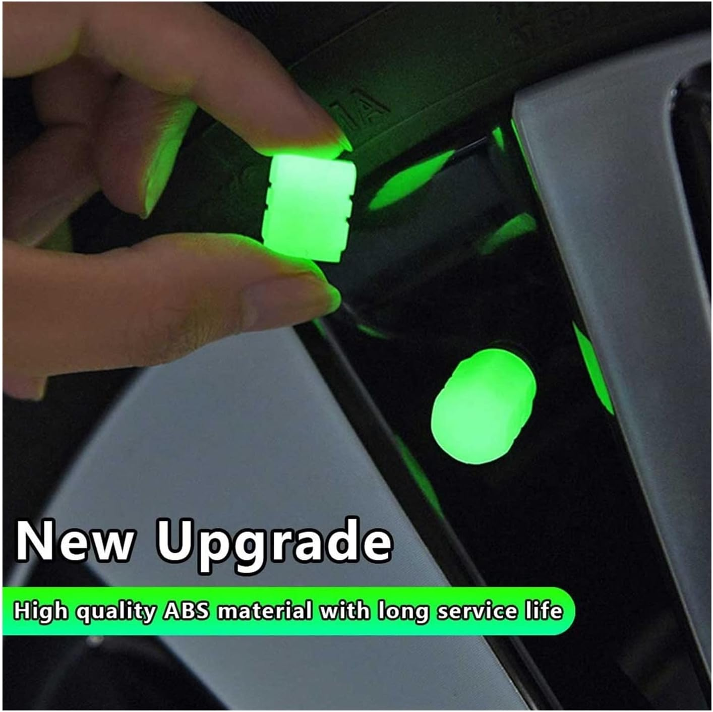 4Pcs Luminous Valve Caps Fluorescent Green Blue Night Glowing Car Motorcycle Bicycle Wheel Styling Tyre Hub Luminous Cap Decor (Color : E 1Pcs)