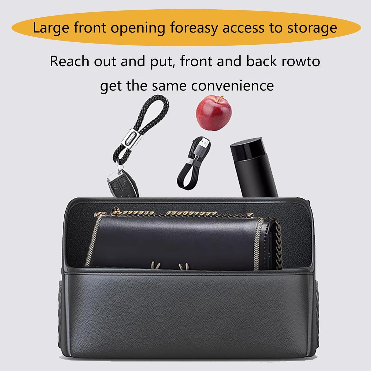 HABONG Car Premium Leather Large Capacity Seat Organizer Car Back Seat Organizer Storage Car Console and Organizer Front Seat Car Tote Holder (Black) image number 4