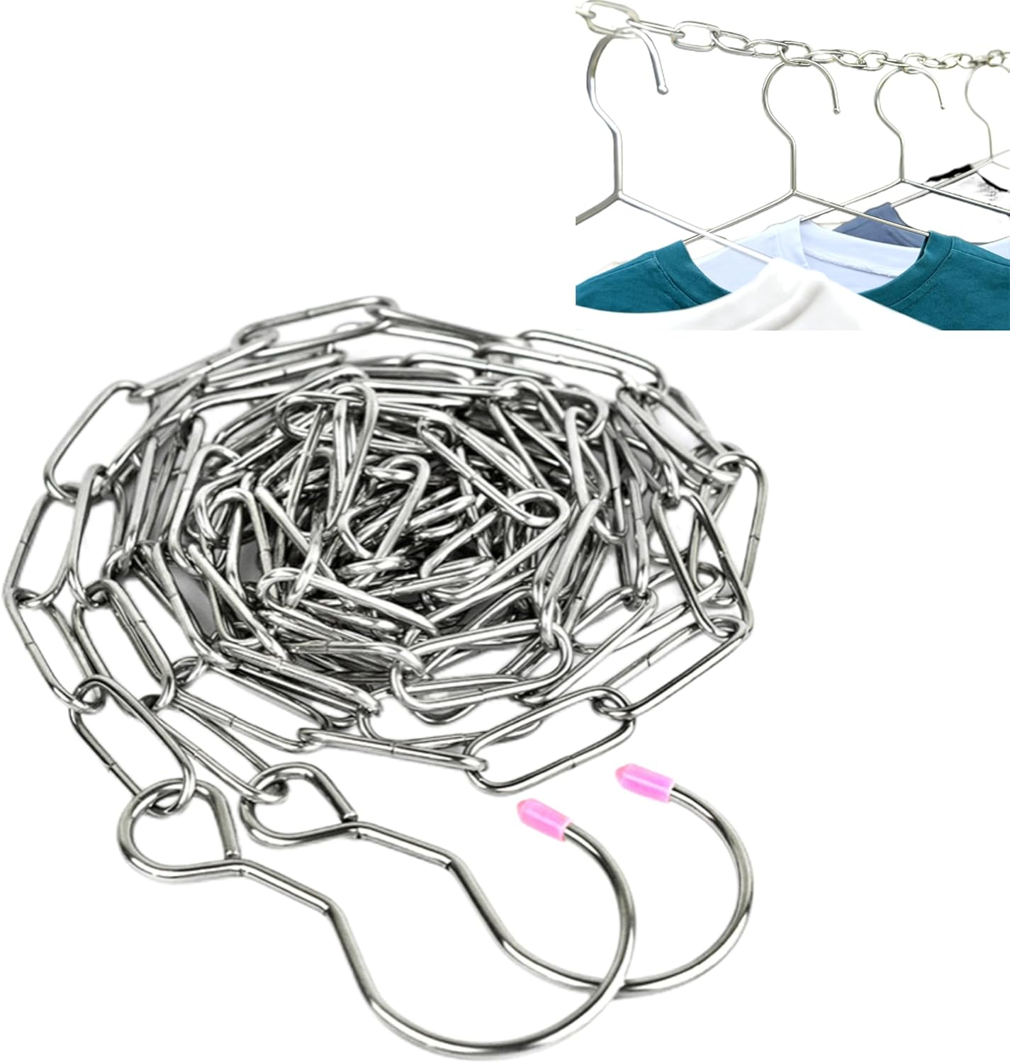 201 Stainless Steel Clothesline, Portable Heavy Duty, Double Hooks, Indoor Outdoor Use image number 1