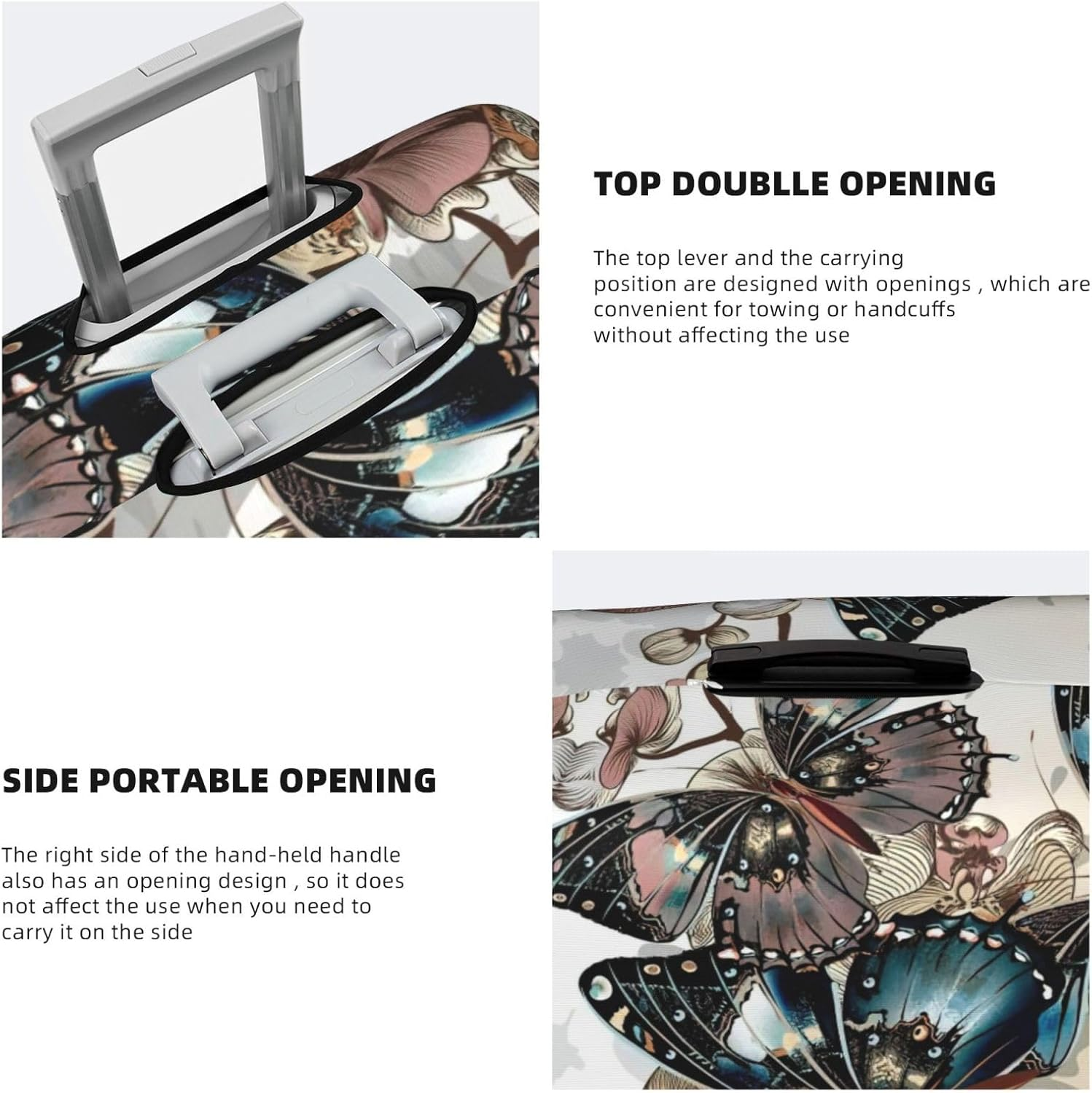 Odddot Beautiful Butterfly1 Print Travel Luggage Cover,Suitcase Protector Cover, Washable Baggage Covers,For 18-32 Inch Luggage, Beautiful Butterfly1, Small image number 4