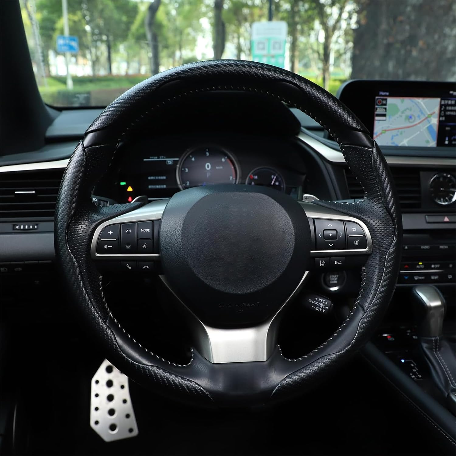 MAEZOE Car Carbon Fiber Steering Wheel Cover, 3Pcs Segmented Anti-Slip Steering Wheel Protector for Men and Women, Suitable for 99% of Cars on the Market image number 2