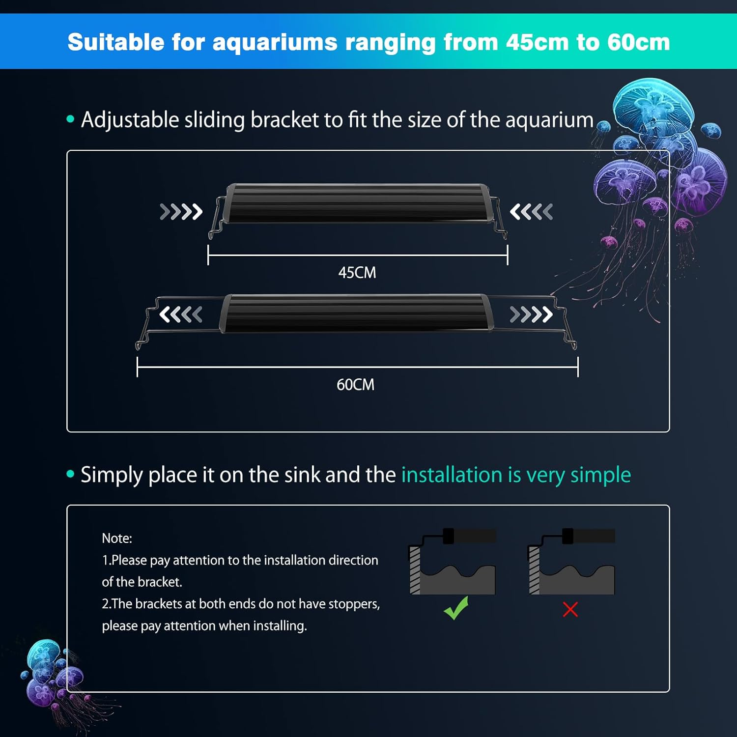 DEWEL 11W 24/7 Lighting Aquarium LED Light, Compatible with 18-24 Inch/45-60Cm, Timer Auto On/Off, Adjustable Brightness, White Blue Red Green Leds with Extendable Brackets for Freshwater image number 5