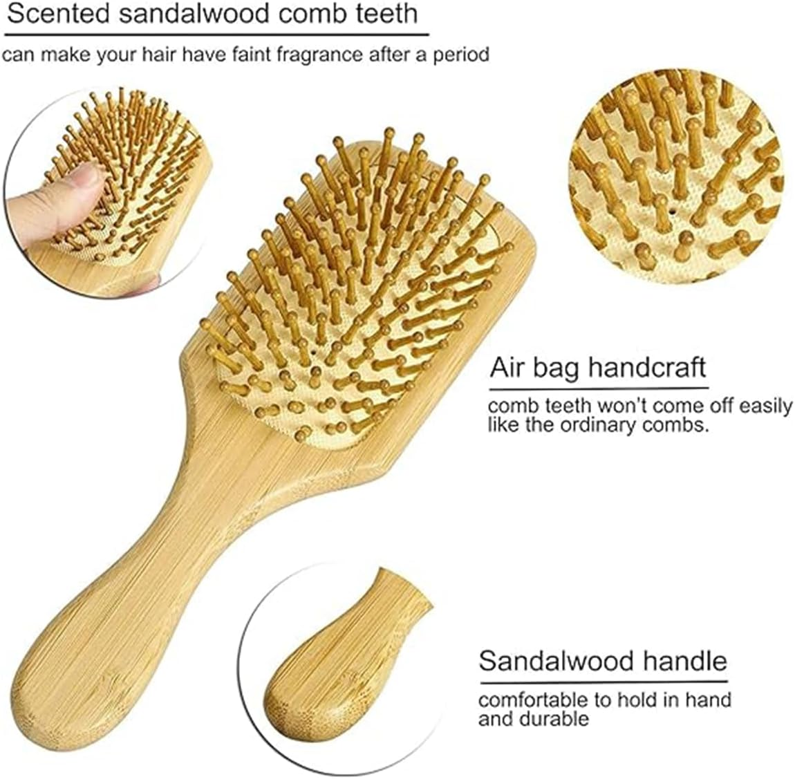 Hair Brush, 100% Natural Bamboo anti Static Hair Massage Brush, Detangling Hair Comb, Reducing Hair Breakage and Frizzy No More Tangle image number 2