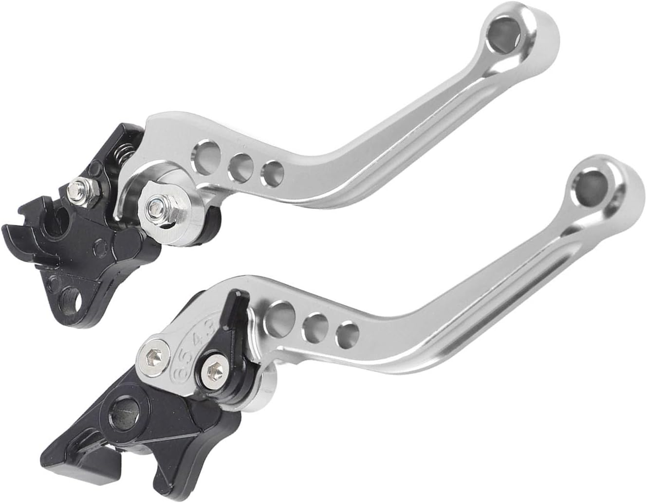 RASTKY Aluminum Brake Lever Handle for Motorcycle - Pair of Red Motorcycle Brake Lever Handle (Silver White) image number 6